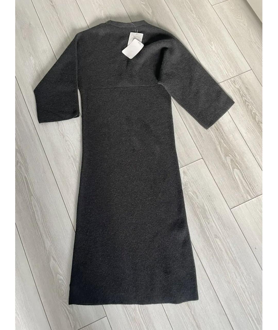 BRUNELLO CUCINELLI Антрацитовое шерстяное повседневное платье, фото 2