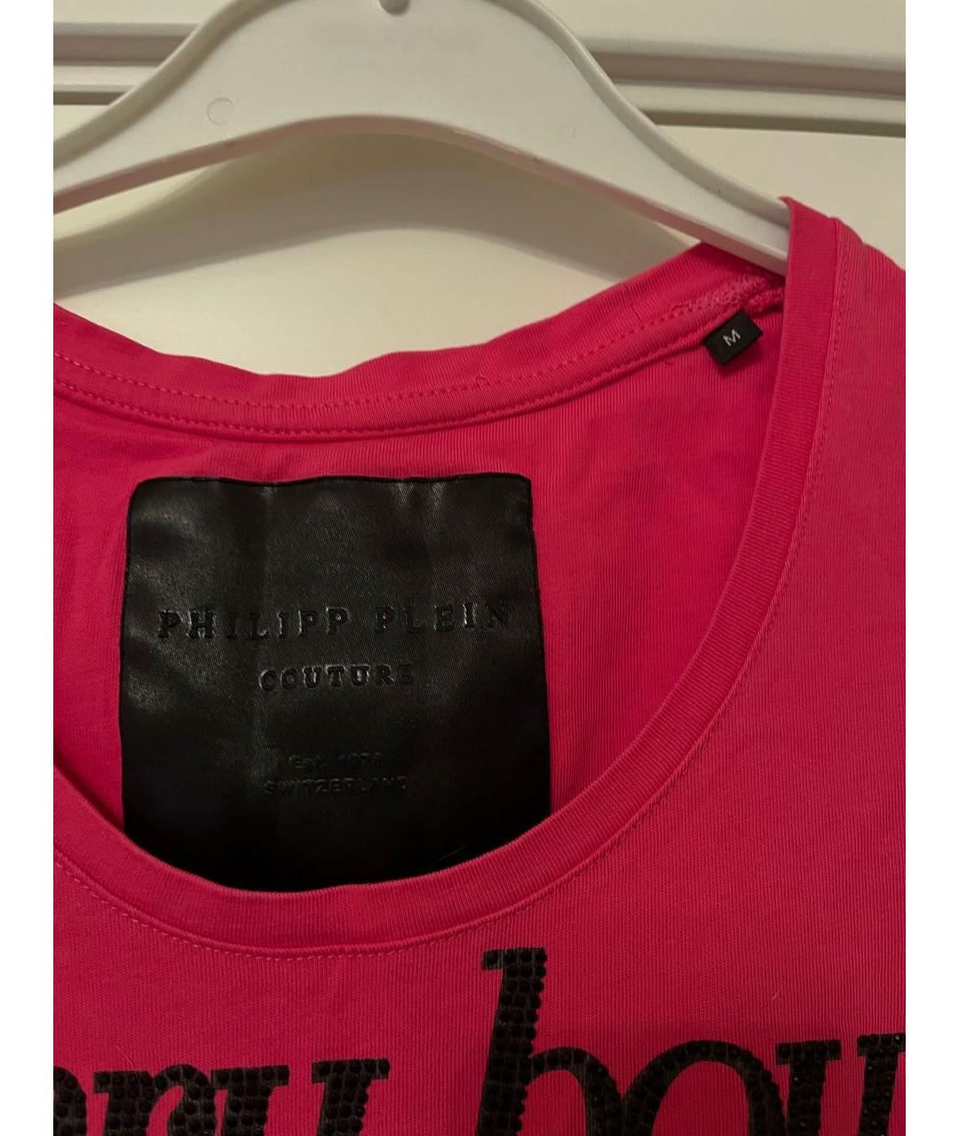 PHILIPP PLEIN Розовая хлопковая футболка, фото 7