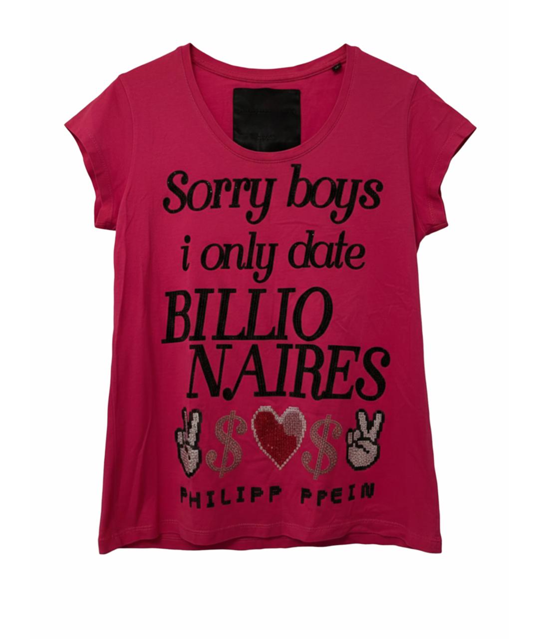 PHILIPP PLEIN Розовая хлопковая футболка, фото 1