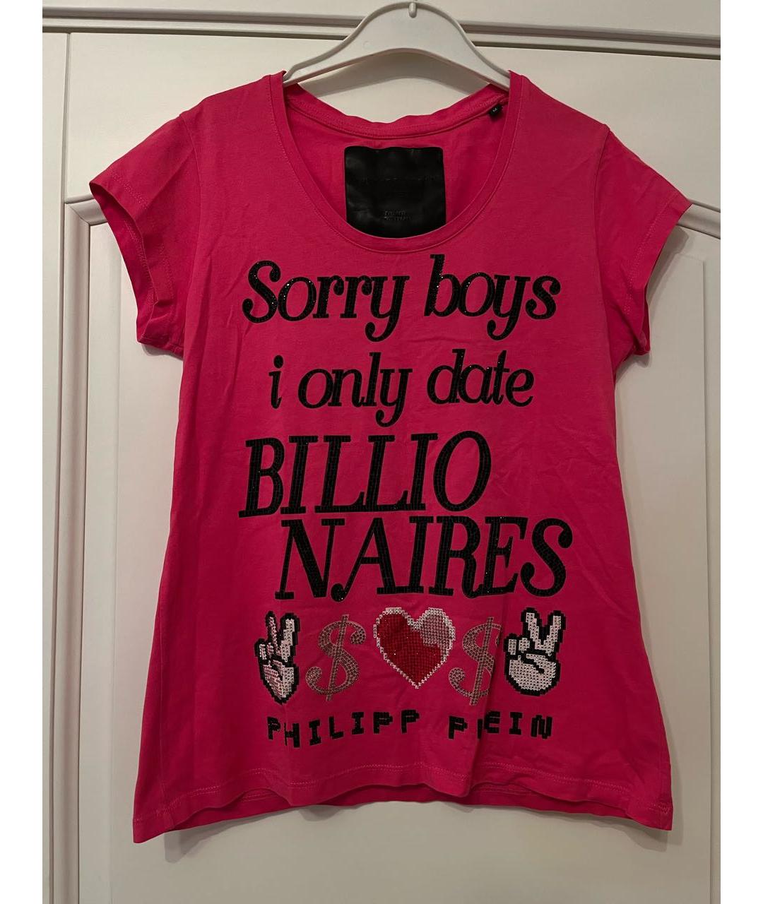 PHILIPP PLEIN Розовая хлопковая футболка, фото 2