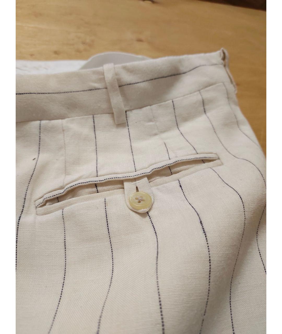 POLO RALPH LAUREN Белые льняные классические брюки, фото 6