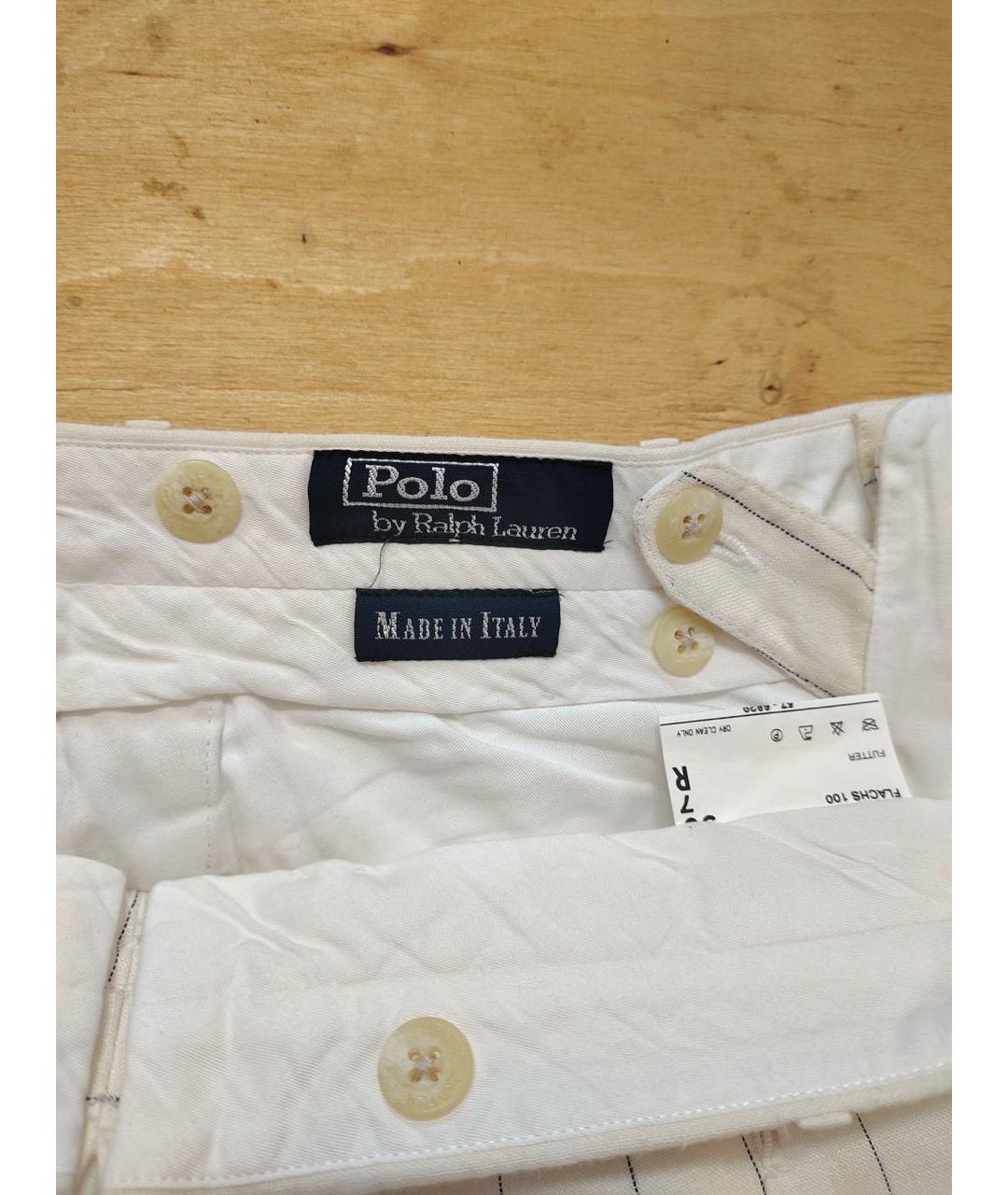 POLO RALPH LAUREN Белые льняные классические брюки, фото 5