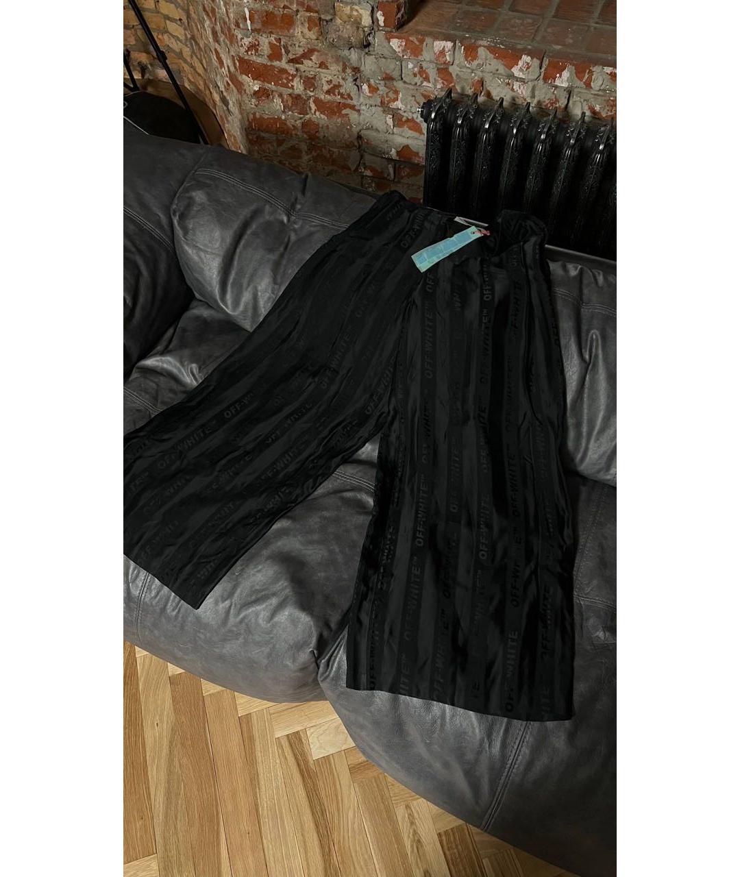 OFF-WHITE Черные полиэстеровые брюки широкие, фото 2