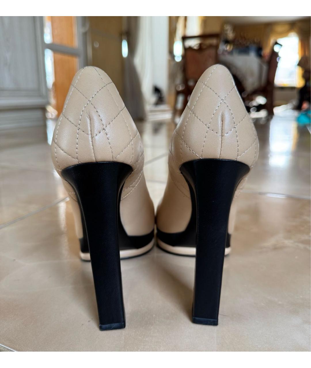 CHANEL Бежевые кожаные туфли, фото 4