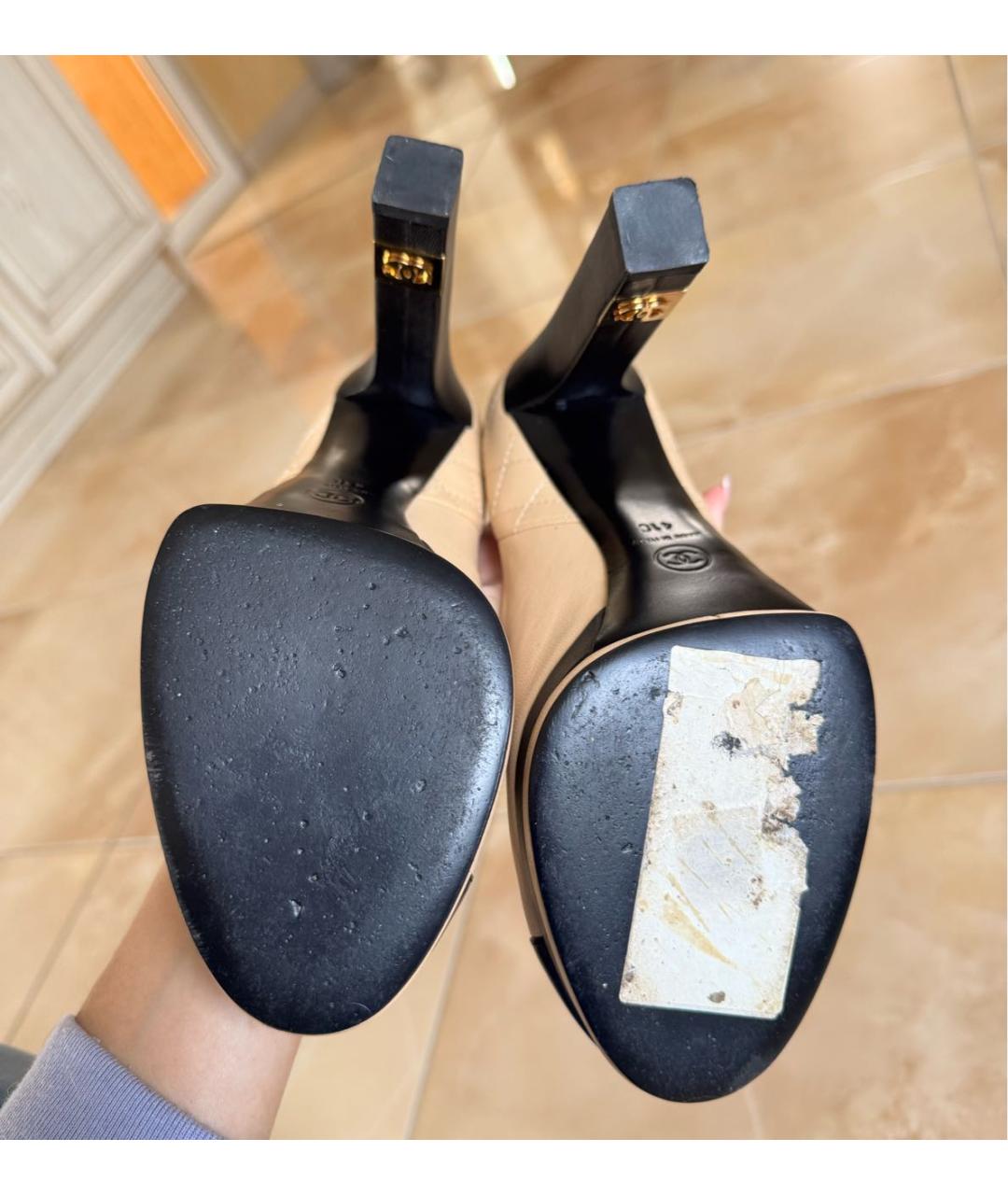 CHANEL Бежевые кожаные туфли, фото 6