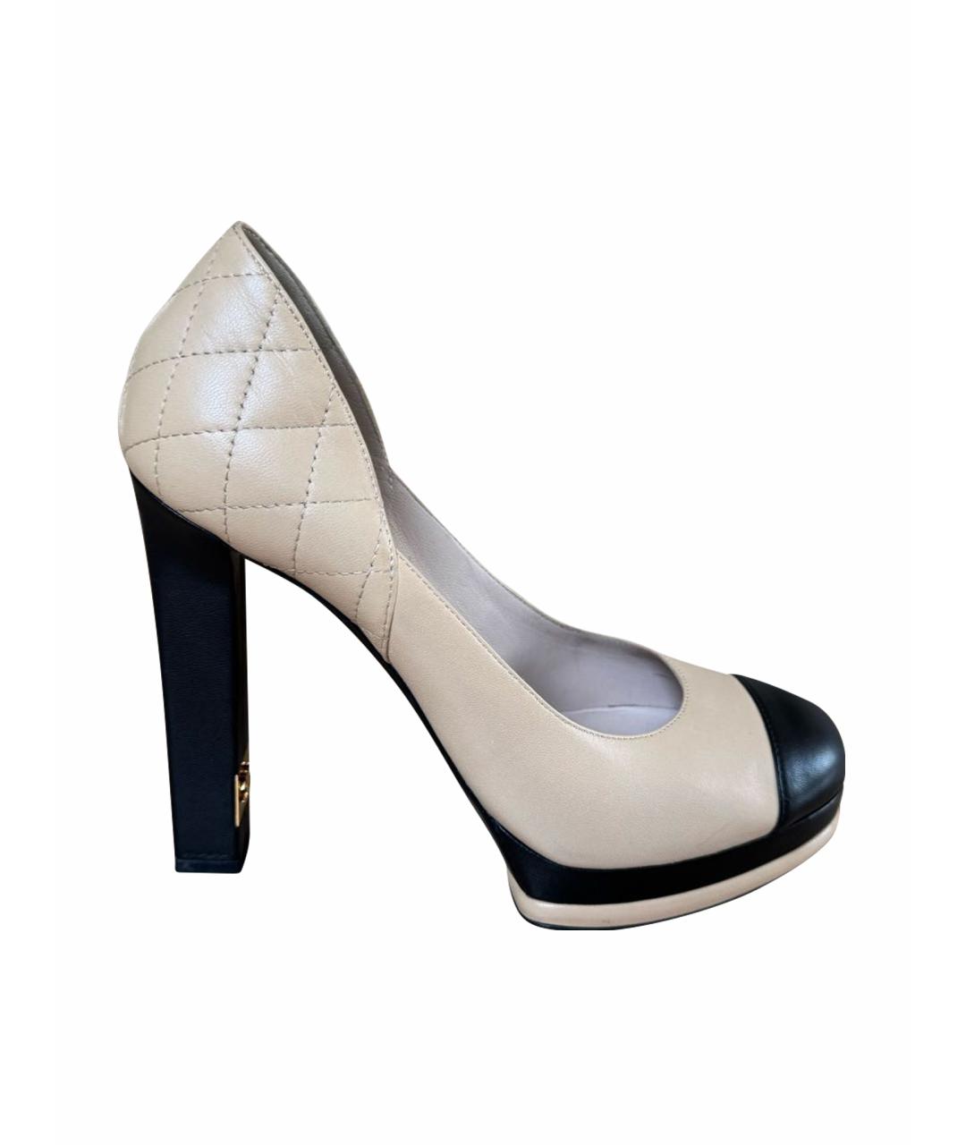 CHANEL Бежевые кожаные туфли, фото 1