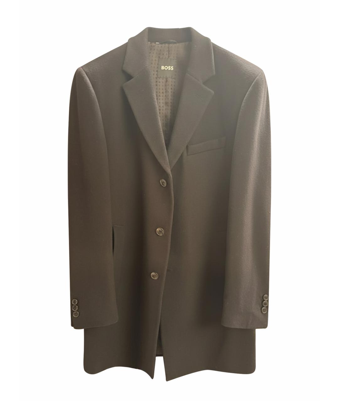 HUGO BOSS Черное шерстяное пальто, фото 1