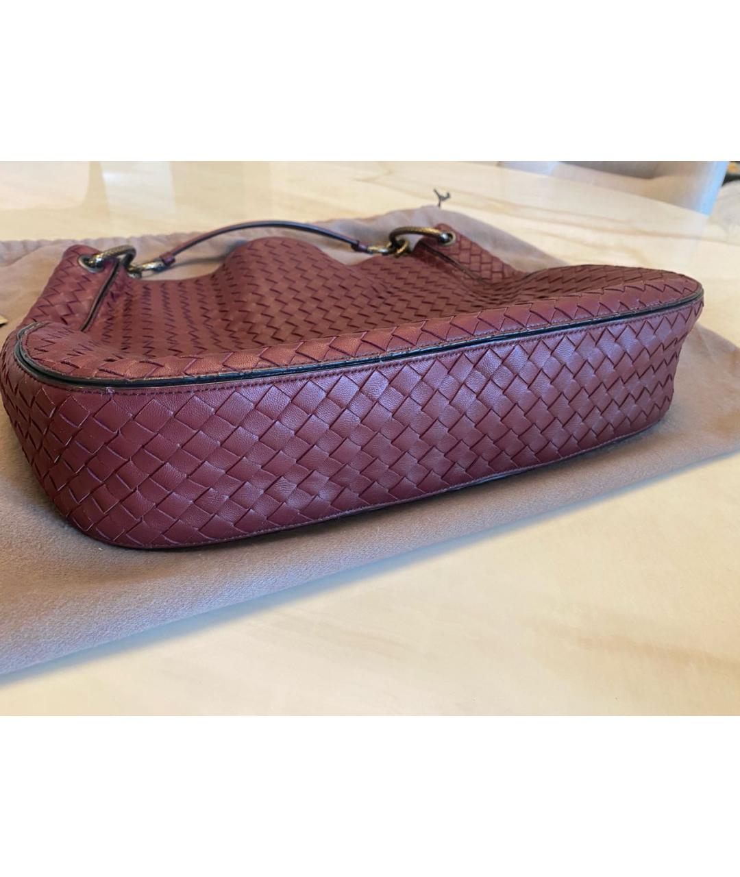 BOTTEGA VENETA Бордовая кожаная сумка тоут, фото 2