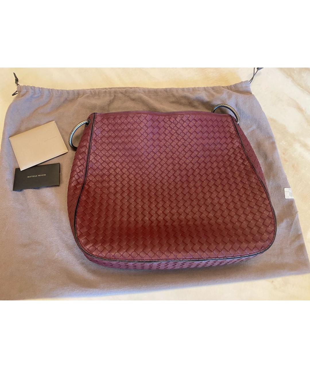 BOTTEGA VENETA Бордовая кожаная сумка тоут, фото 3