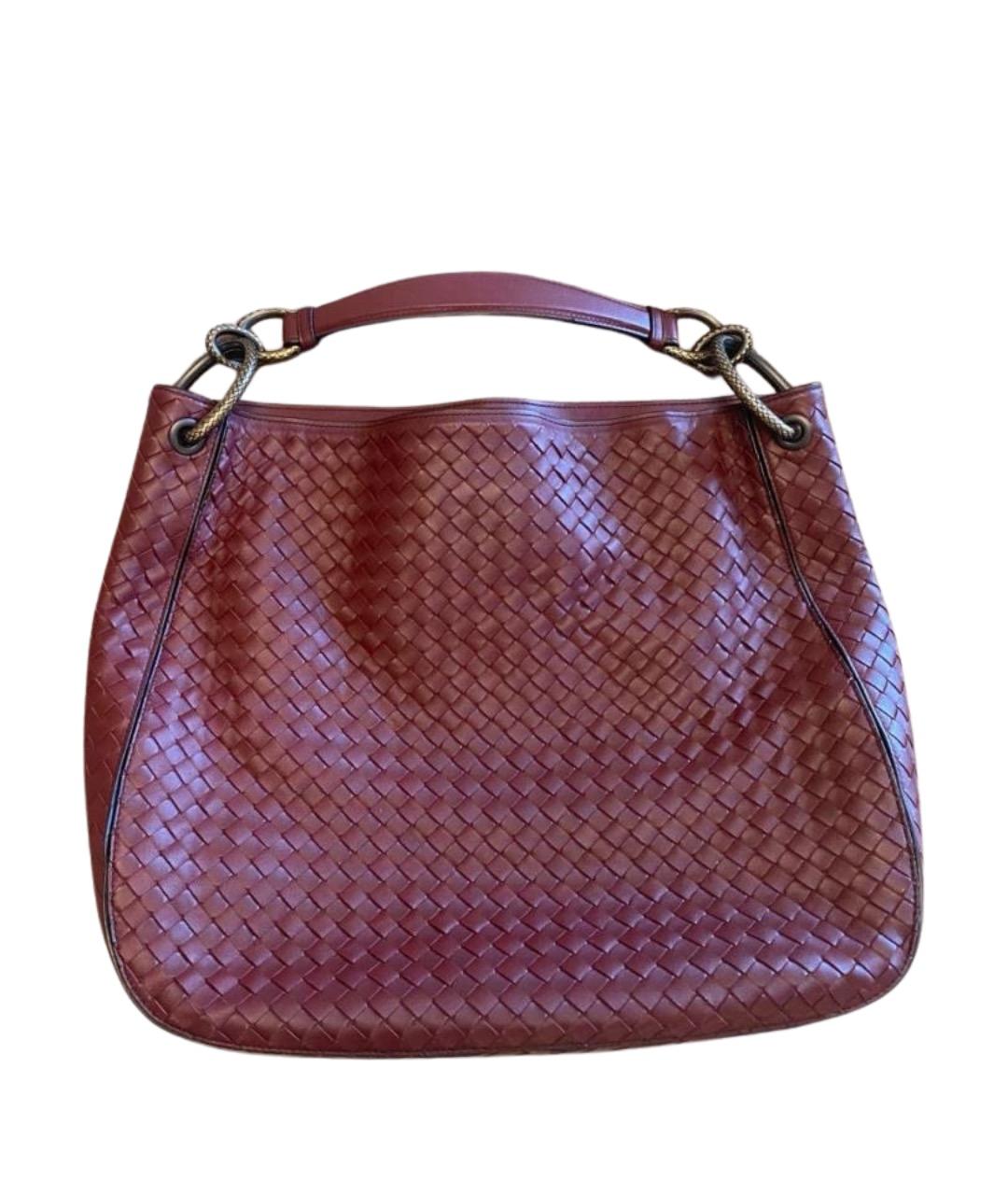 BOTTEGA VENETA Бордовая кожаная сумка тоут, фото 1