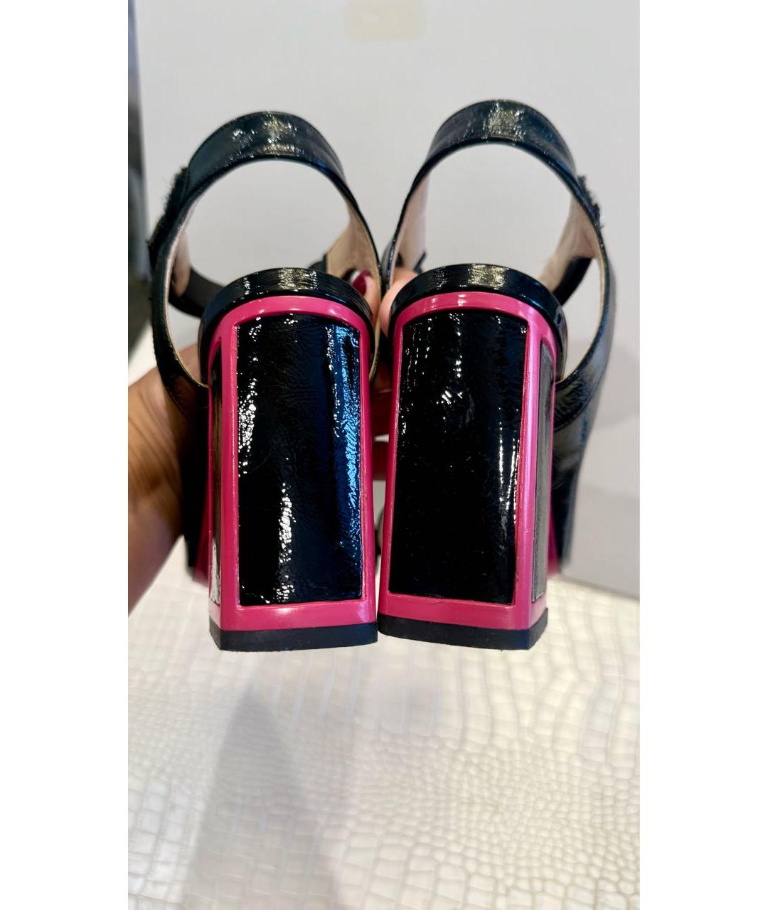 PINKO Черные босоножки из лакированной кожи, фото 4