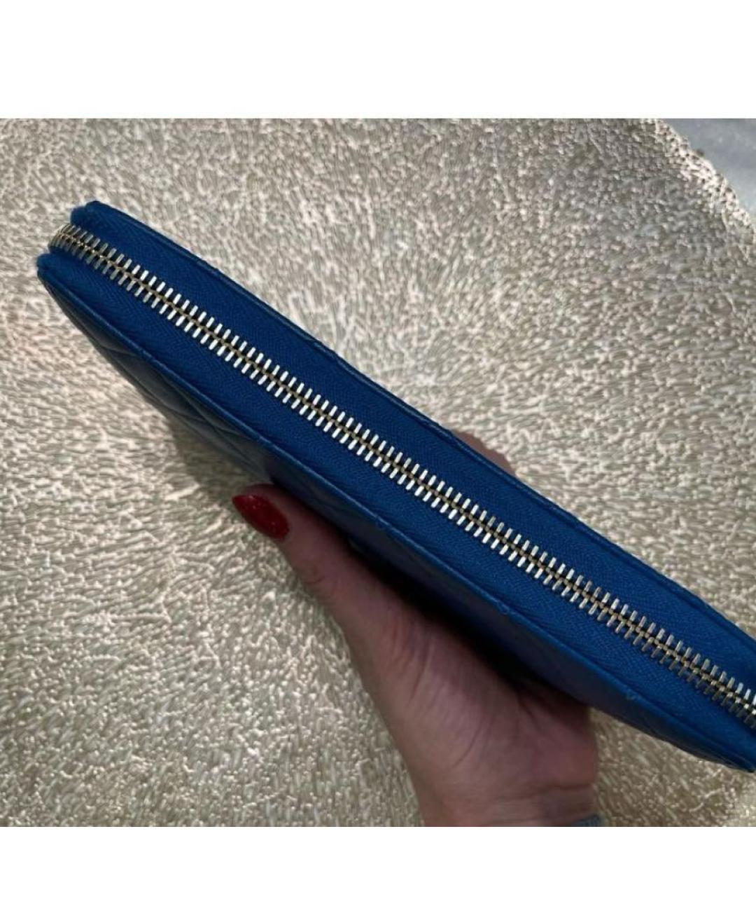 CHANEL Темно-синий кожаный кошелек, фото 4