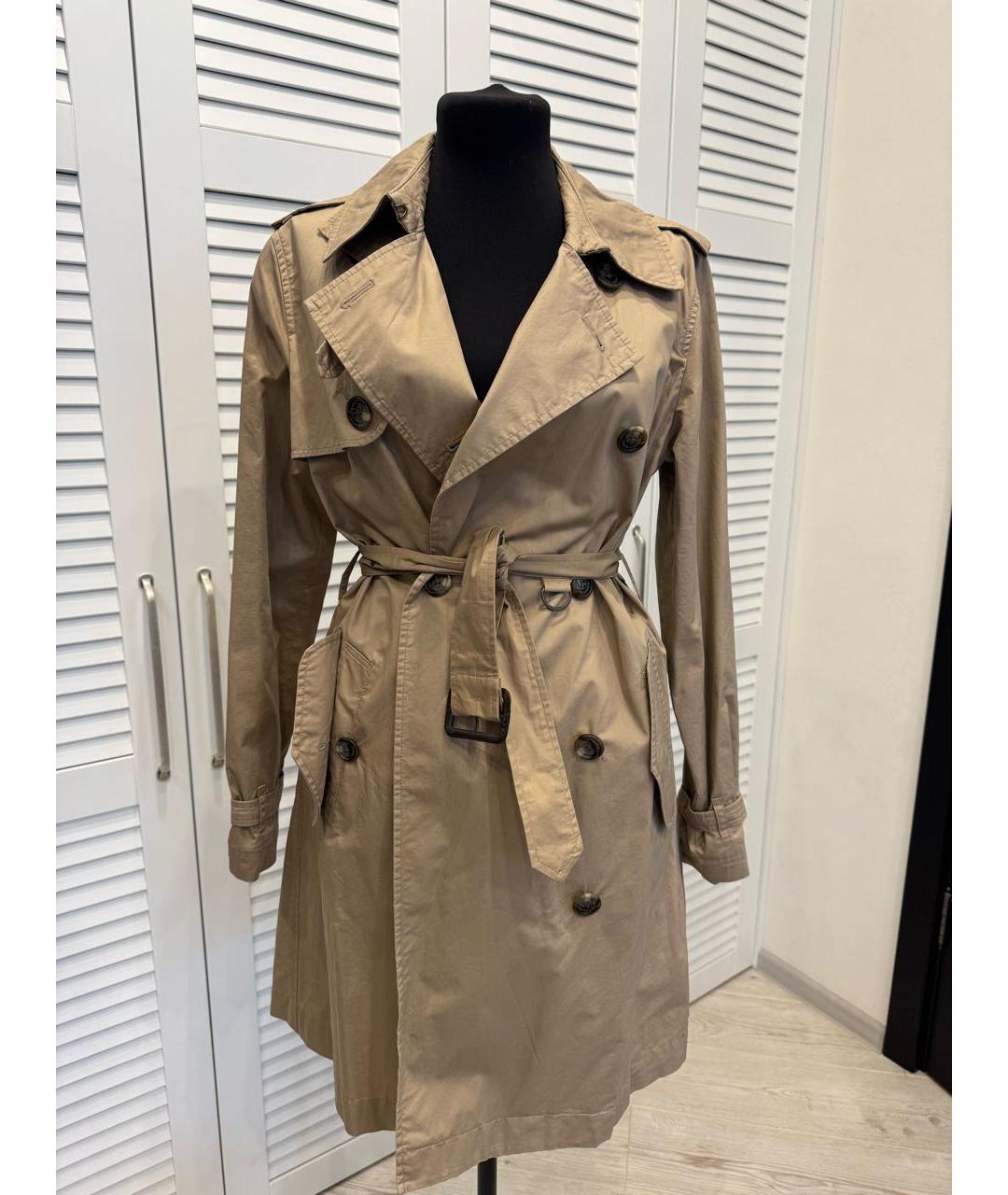 RALPH LAUREN Бежевый хлопковый тренч/плащ, фото 9