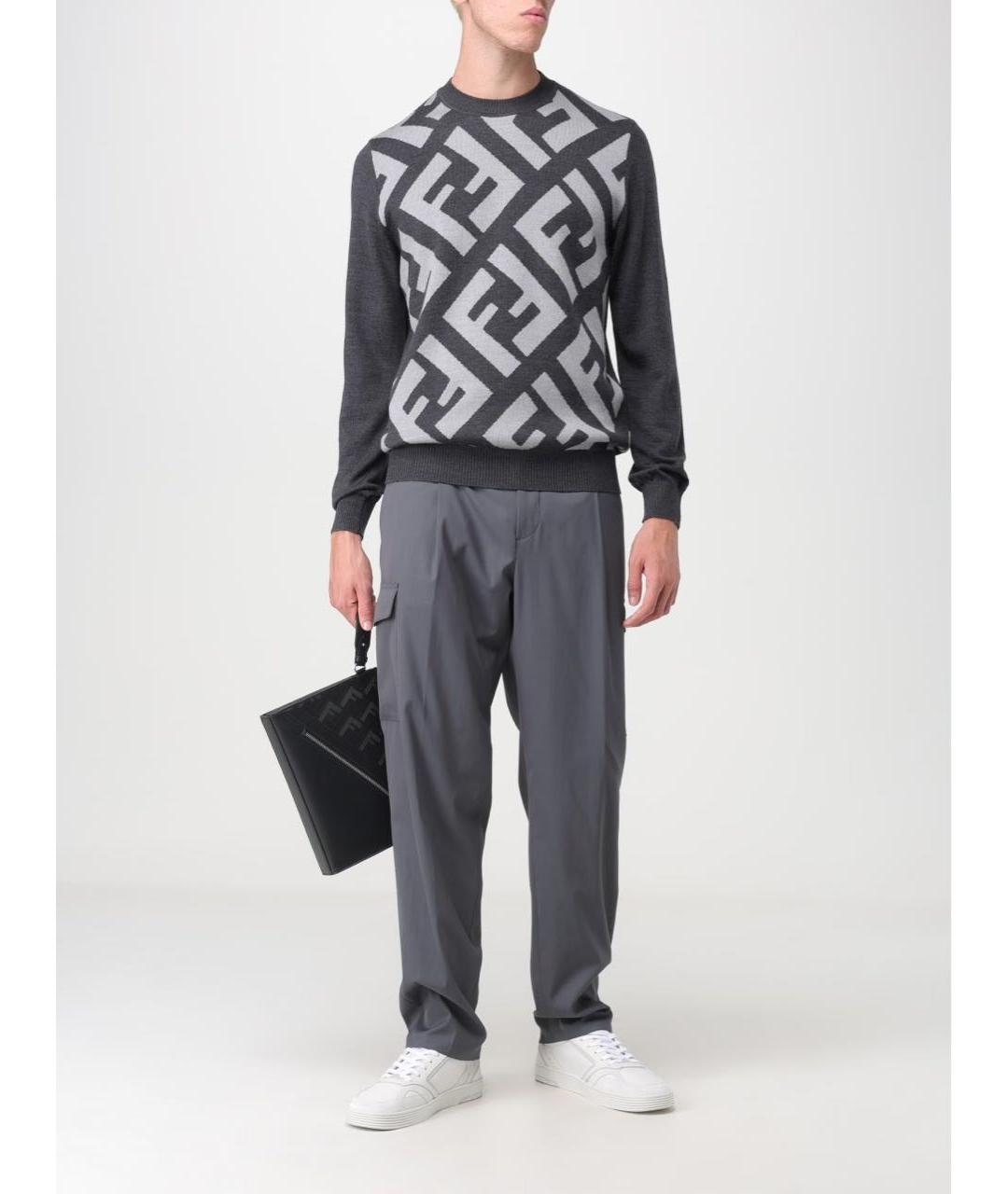 FENDI Черная кожаная барсетка, фото 4