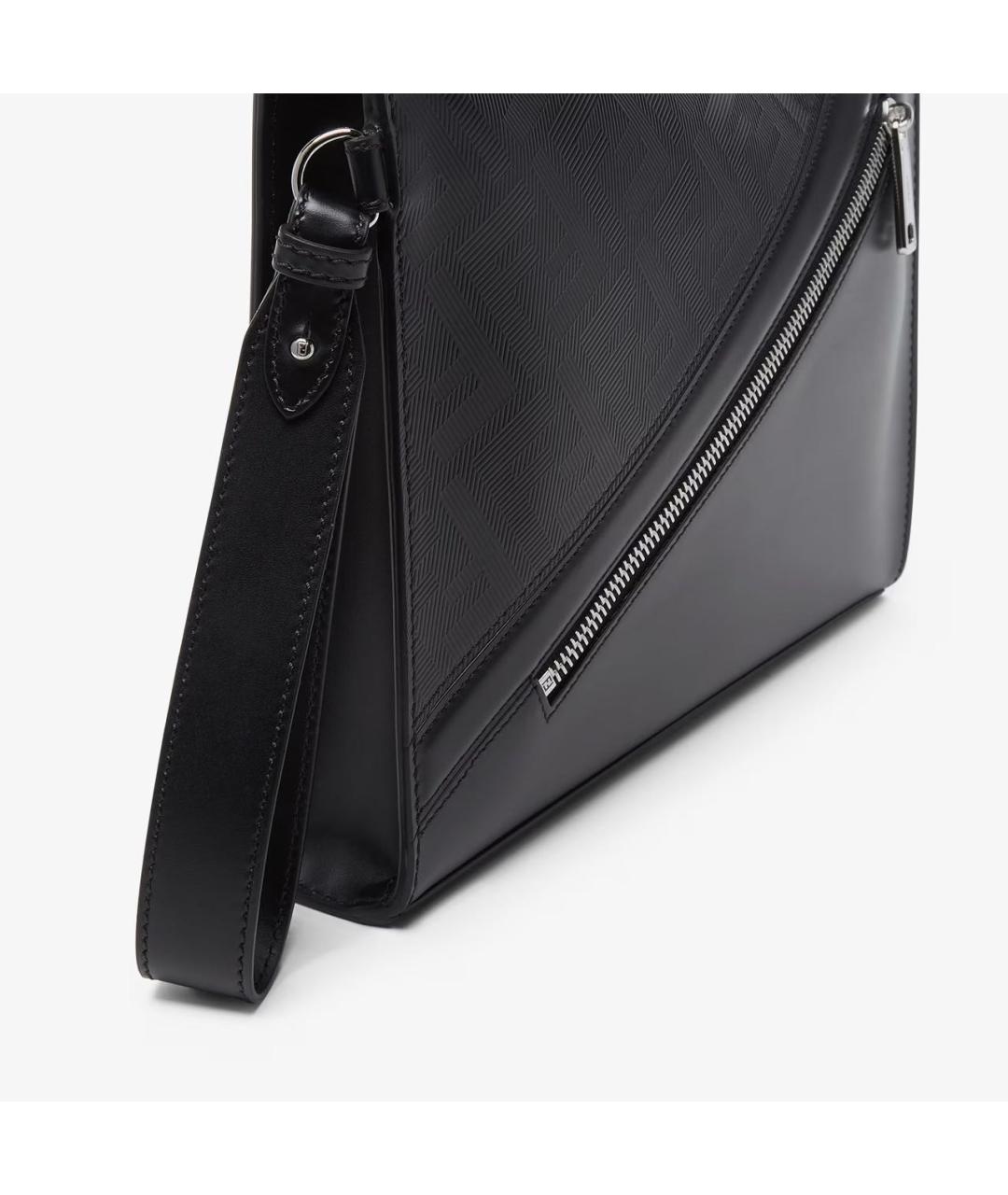 FENDI Черная кожаная барсетка, фото 6