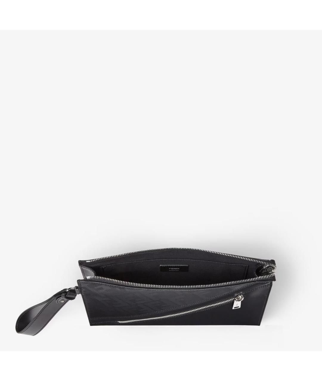 FENDI Черная кожаная барсетка, фото 5