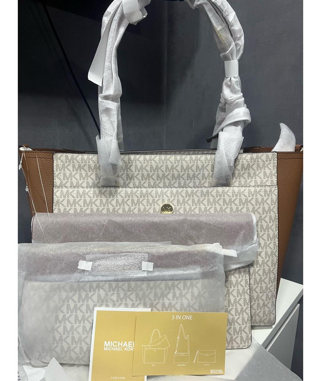 MICHAEL KORS Бежевая сумка тоут из искусственной кожи, фото 3