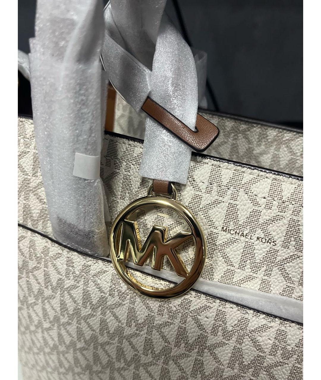 MICHAEL KORS Бежевая сумка тоут из искусственной кожи, фото 6