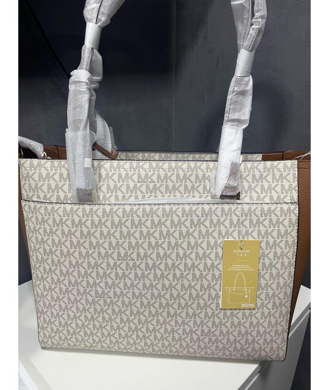 MICHAEL KORS Бежевая сумка тоут из искусственной кожи, фото 7