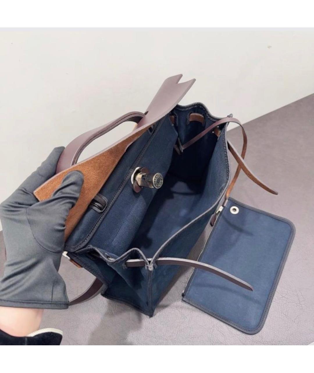 HERMES Темно-синяя тканевая сумка через плечо, фото 4