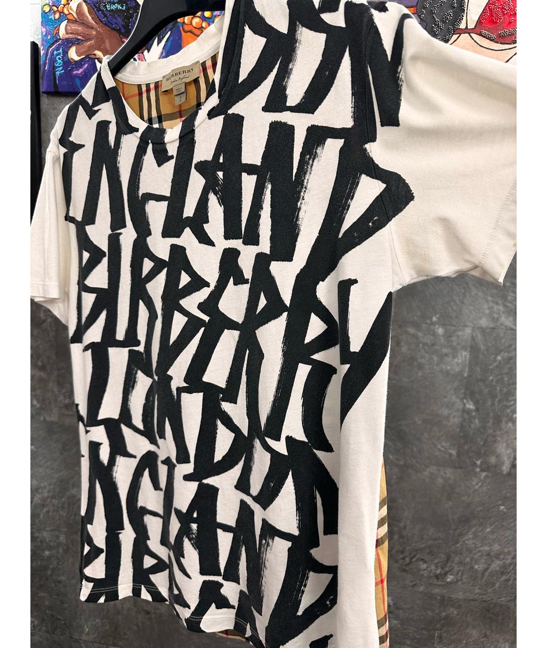 BURBERRY Белая хлопковая футболка, фото 6