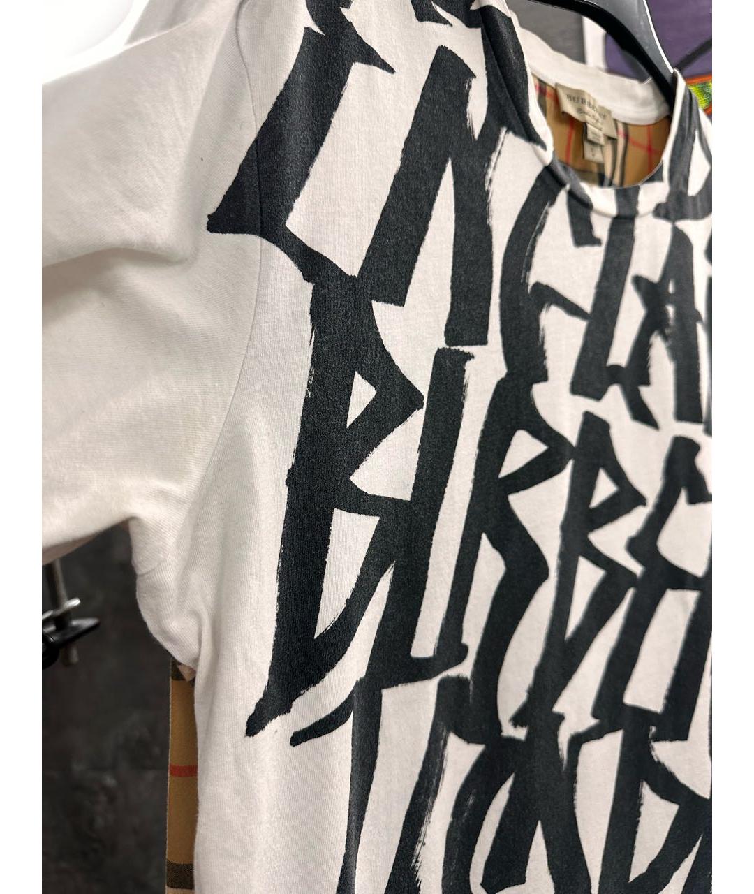 BURBERRY Белая хлопковая футболка, фото 4