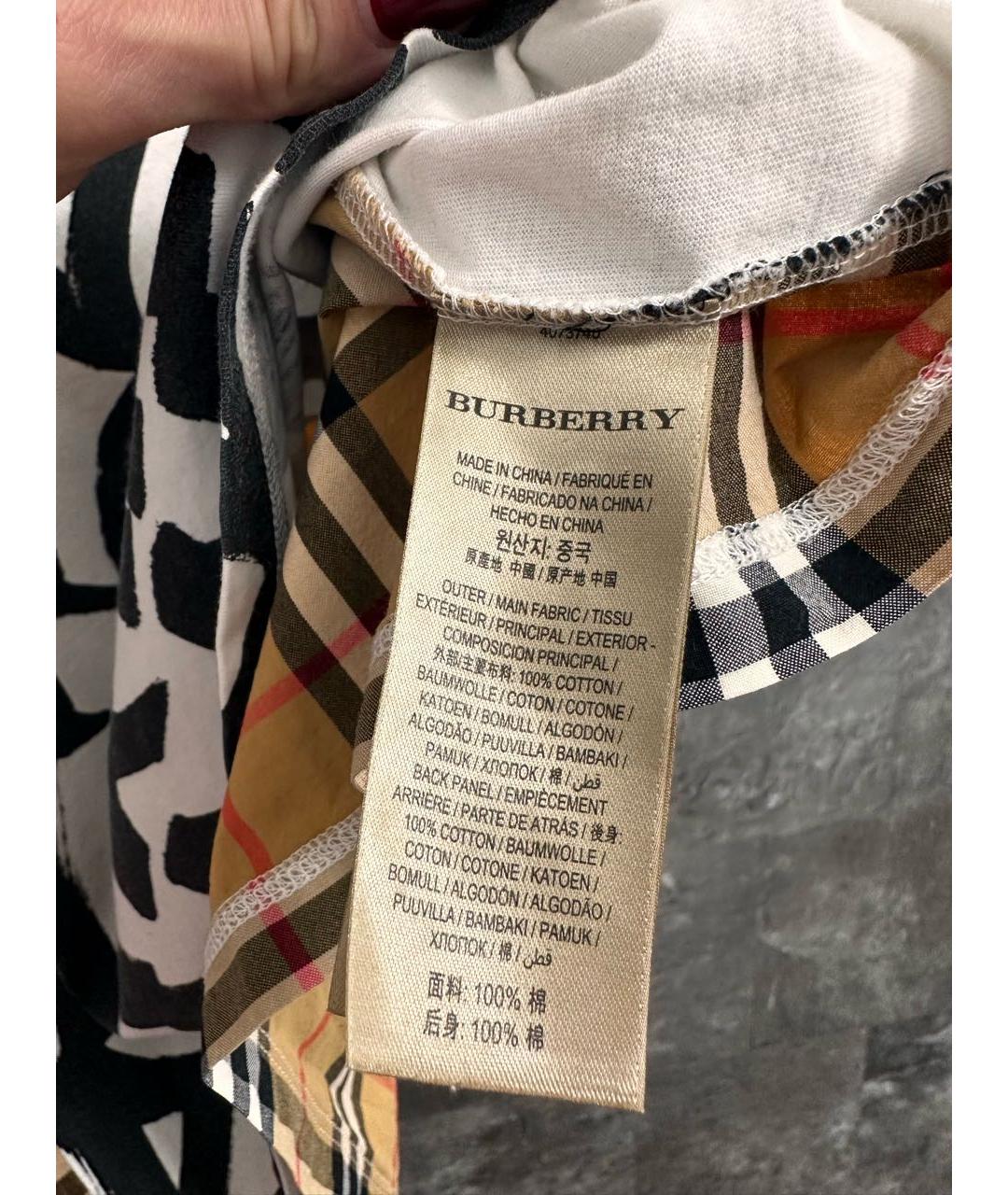 BURBERRY Белая хлопковая футболка, фото 5