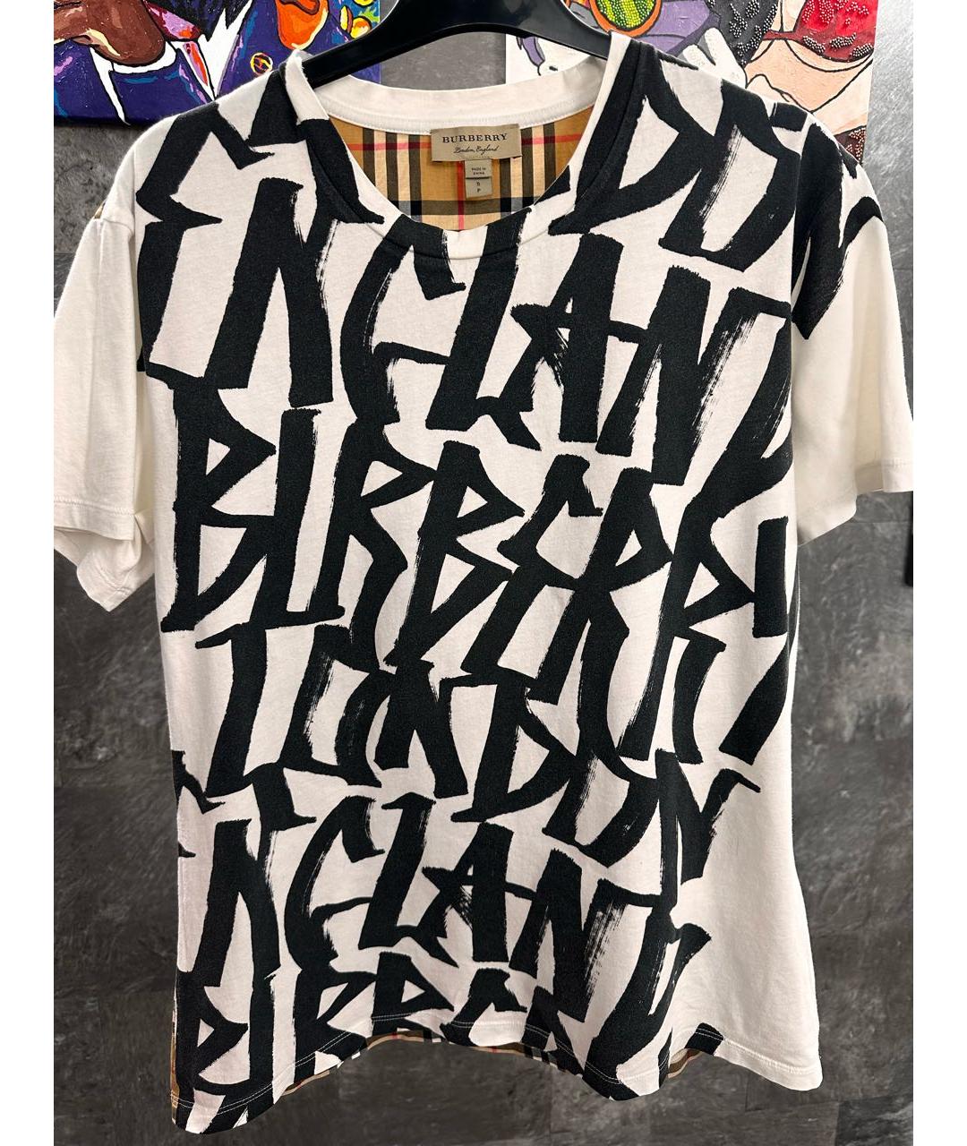 BURBERRY Белая хлопковая футболка, фото 7