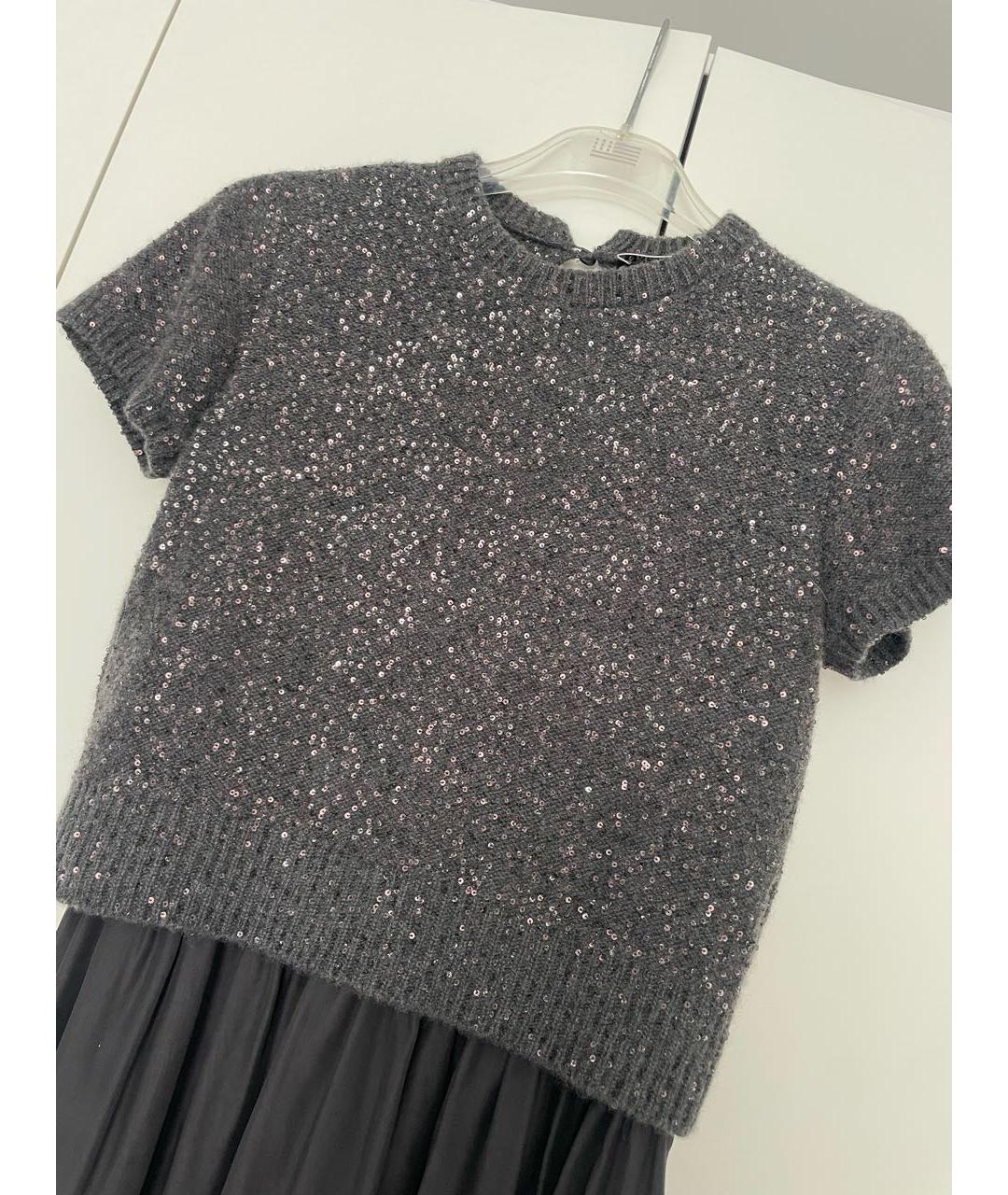 BRUNELLO CUCINELLI Антрацитовое шелковое коктейльное платье, фото 8