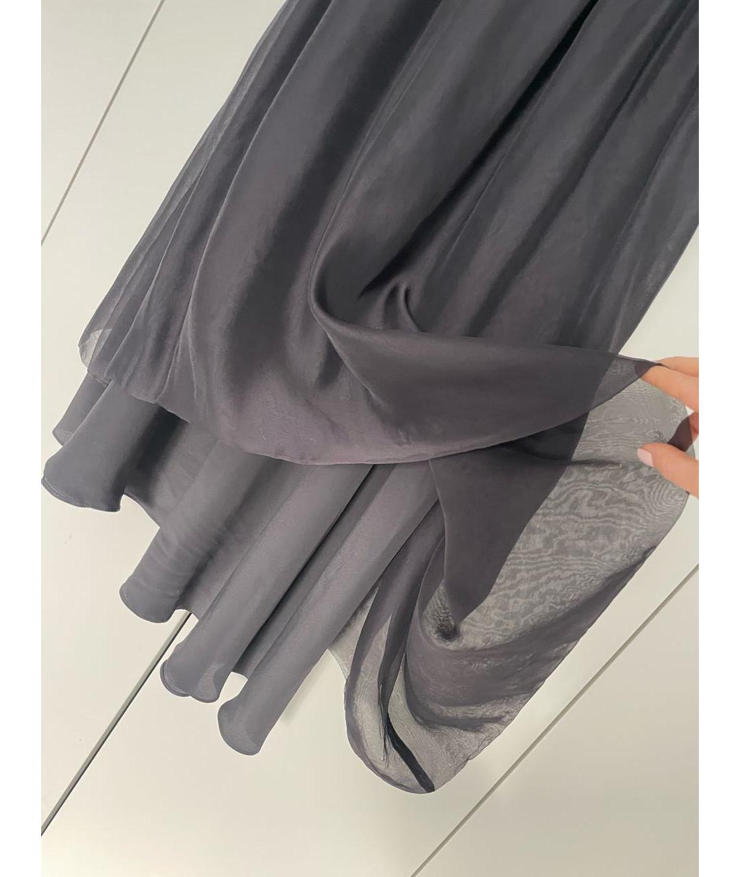 BRUNELLO CUCINELLI Антрацитовое шелковое коктейльное платье, фото 2