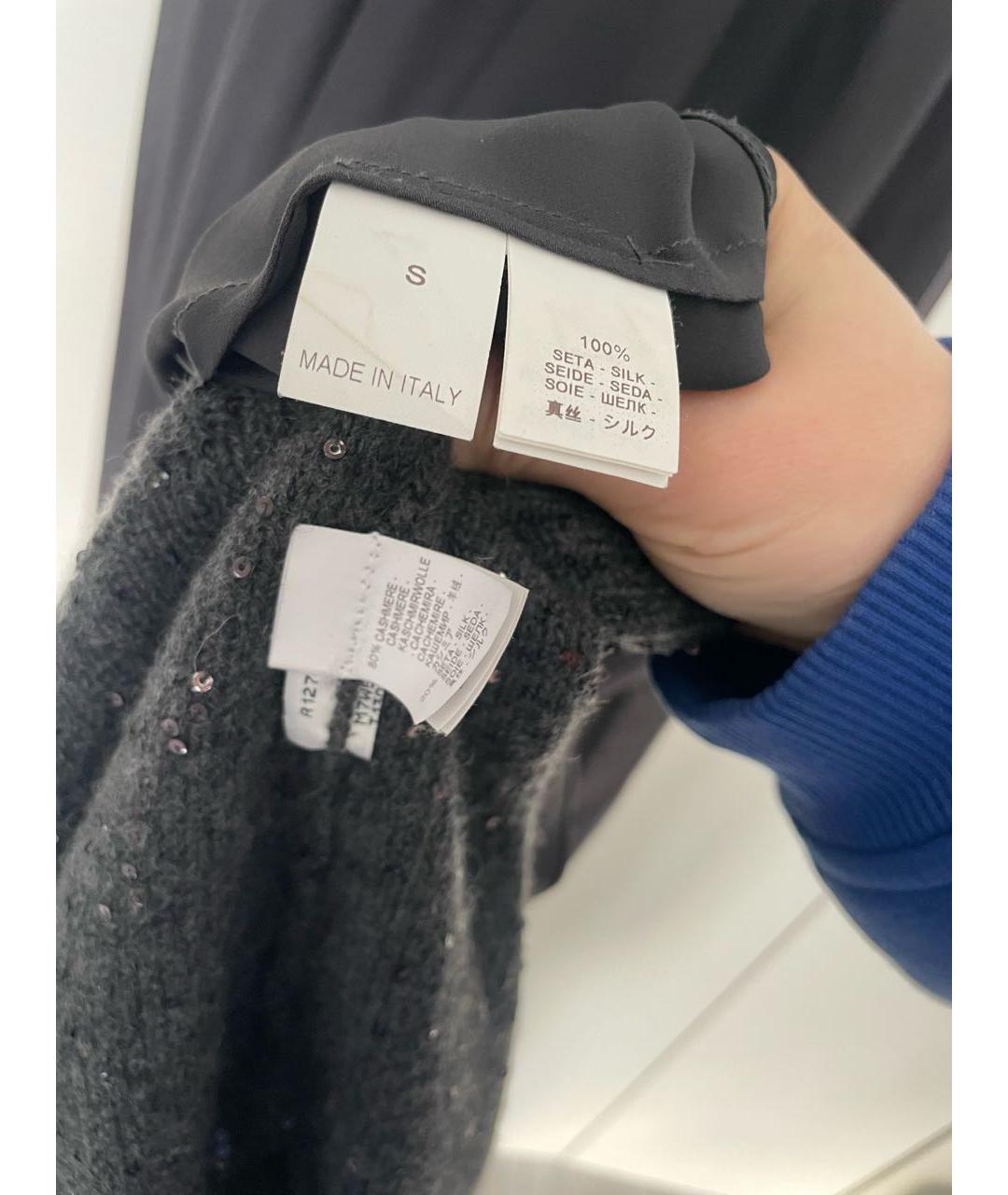 BRUNELLO CUCINELLI Антрацитовое шелковое коктейльное платье, фото 7