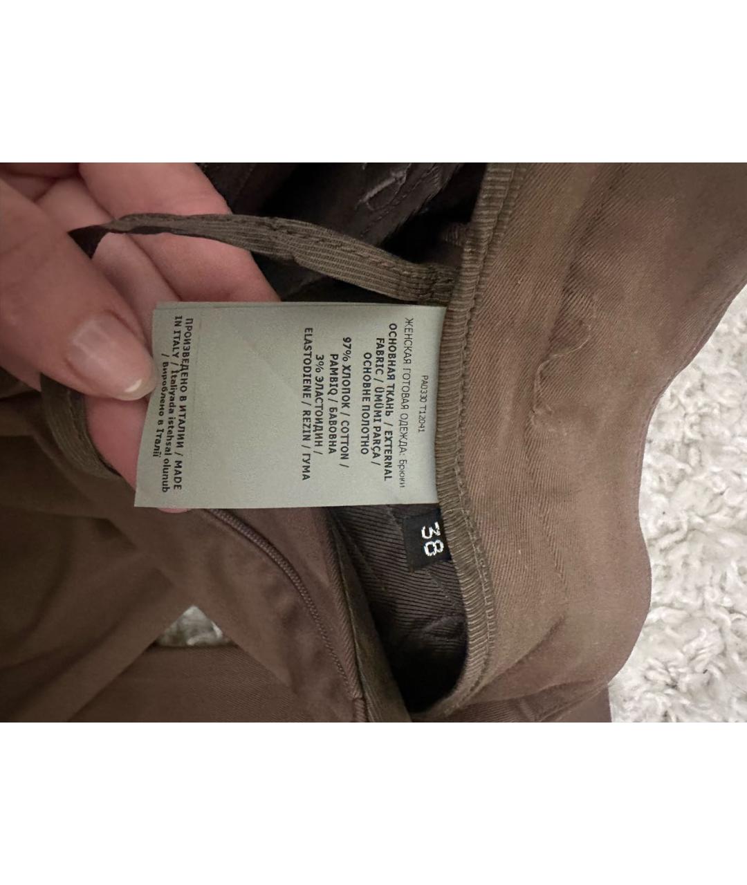 TOM FORD Коричневые хлопковые прямые брюки, фото 3