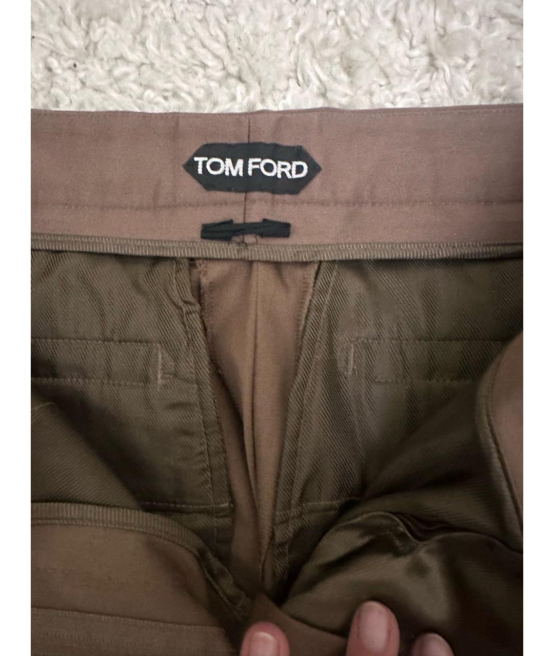 TOM FORD Коричневые хлопковые прямые брюки, фото 2