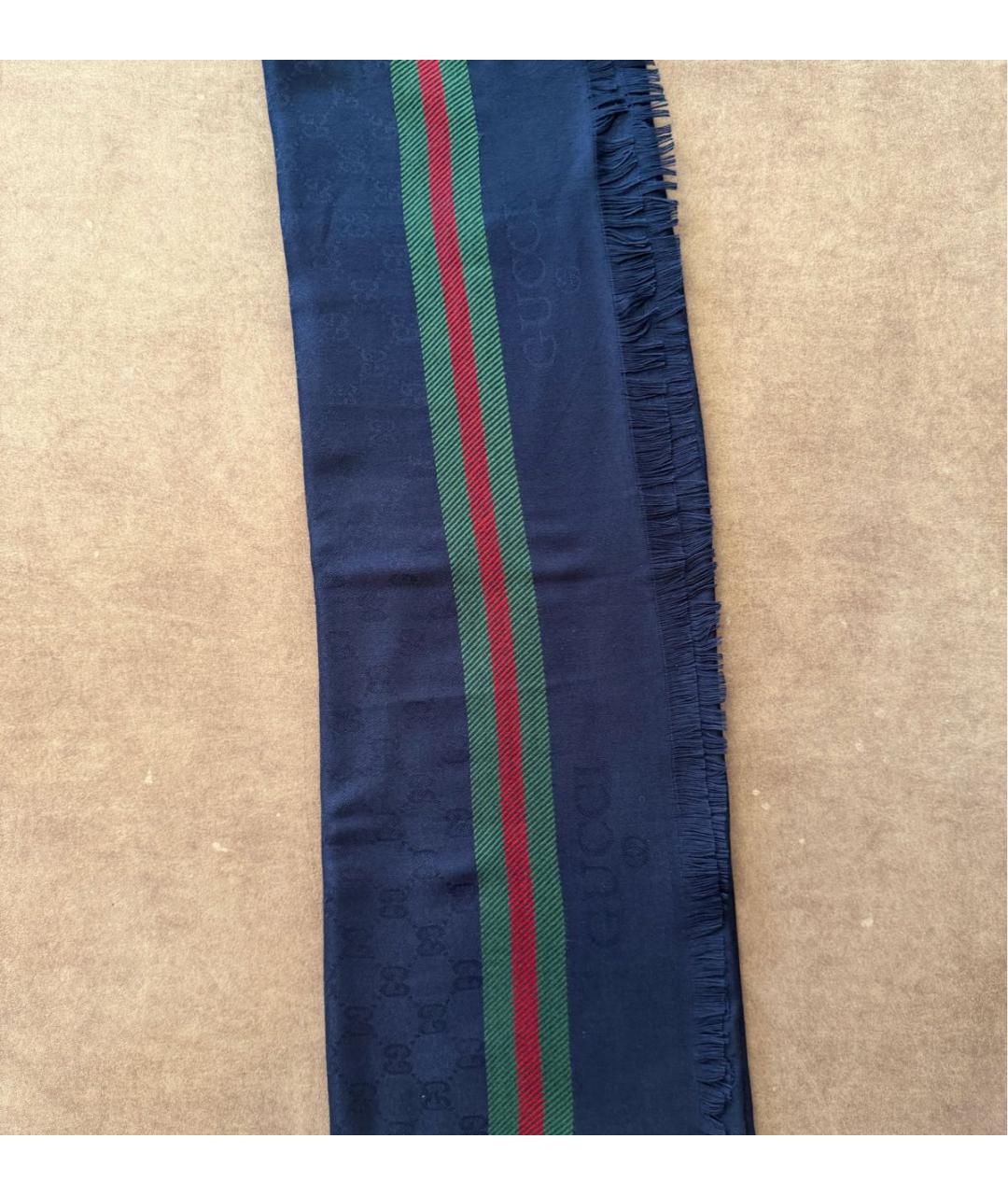 GUCCI Темно-синий шарф, фото 3