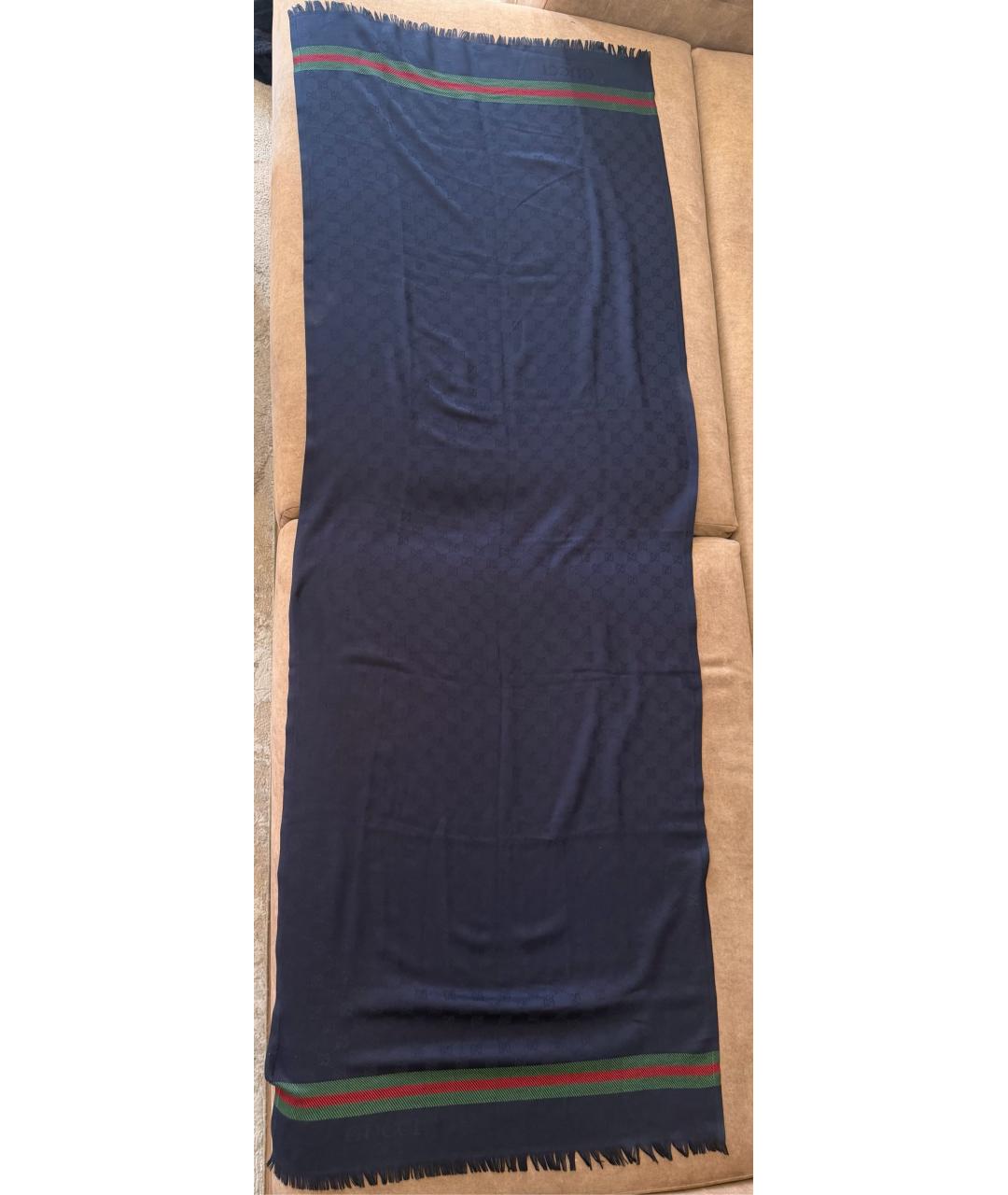 GUCCI Темно-синий шарф, фото 4