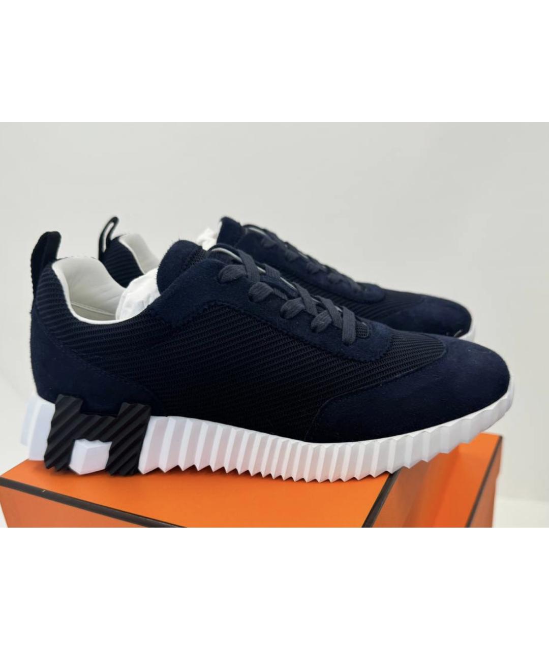 HERMES Темно-синие текстильные кроссовки, фото 3