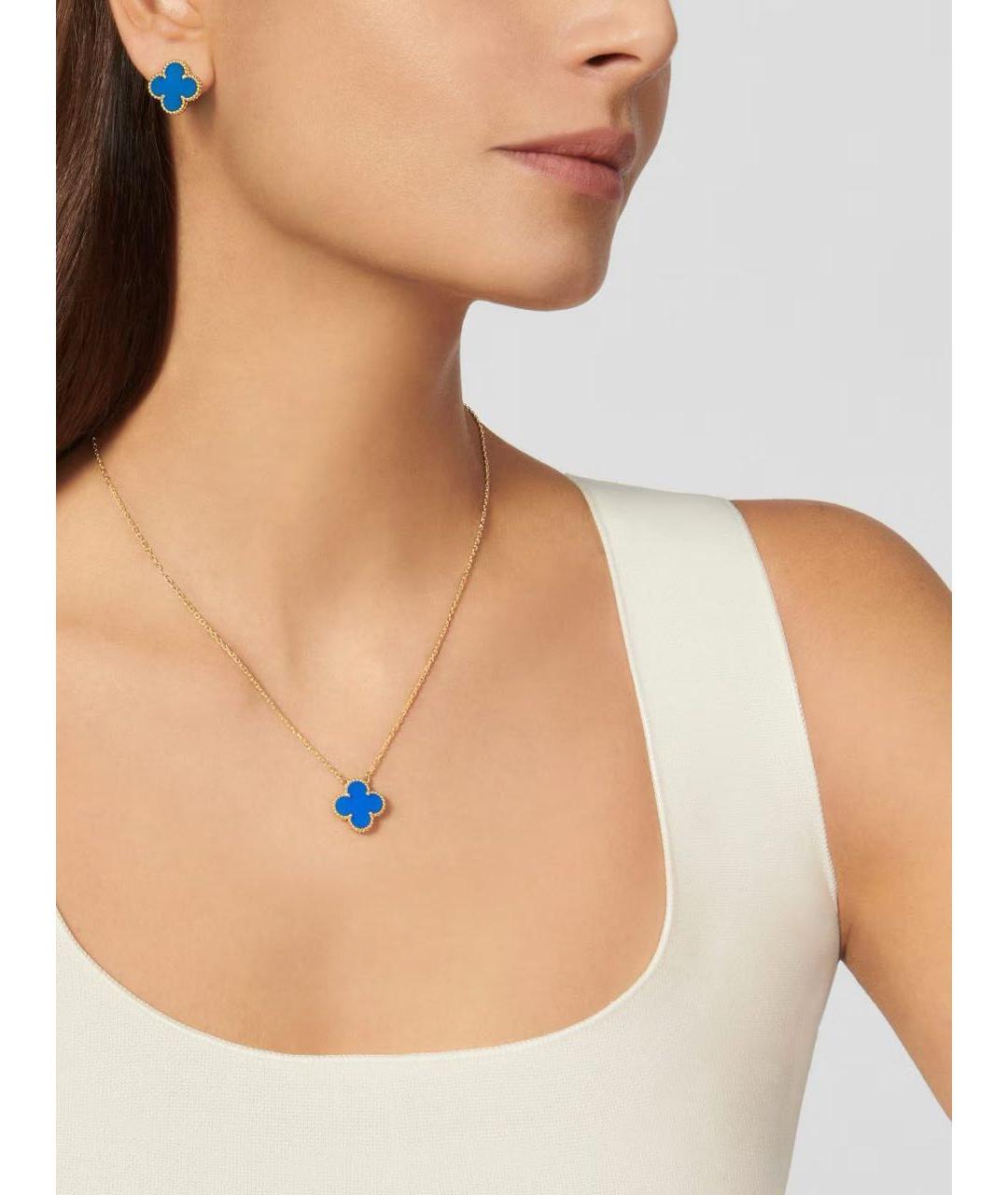 VAN CLEEF & ARPELS Синие серьги из желтого золота, фото 5