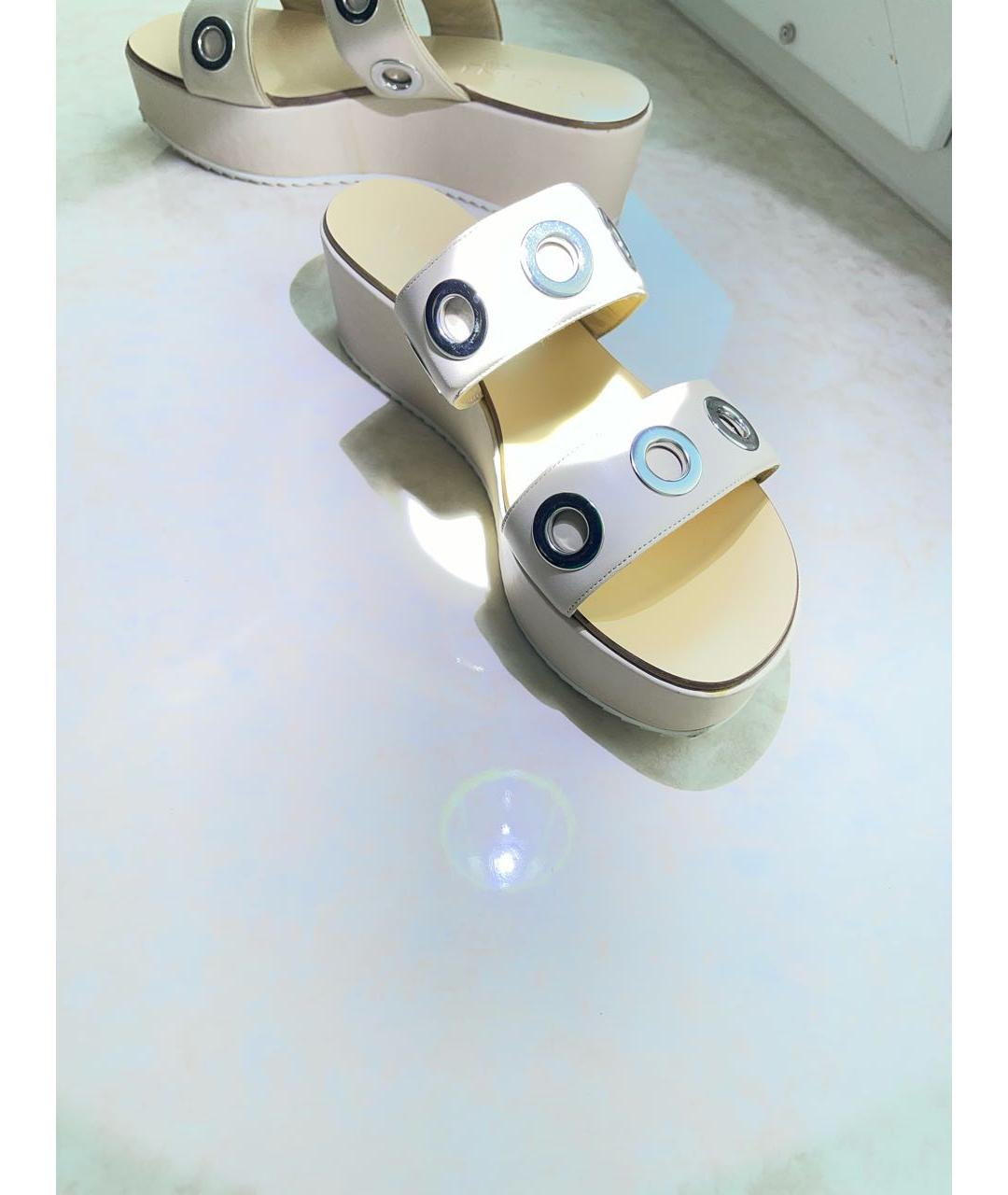 VICINI Бежевые кожаные шлепанцы, фото 2