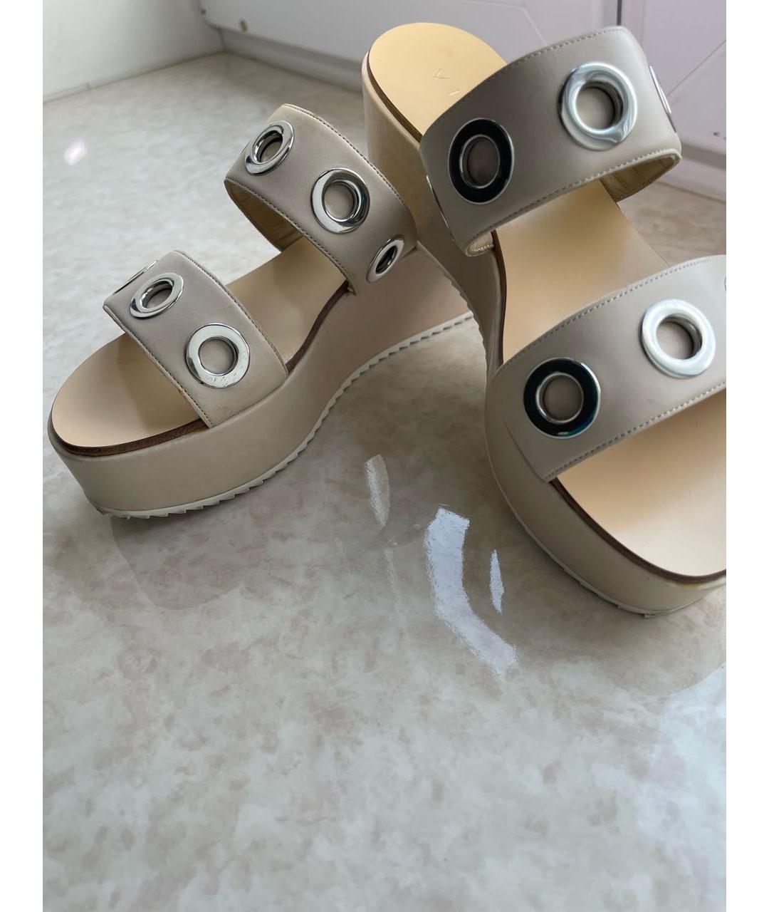 VICINI Бежевые кожаные шлепанцы, фото 4