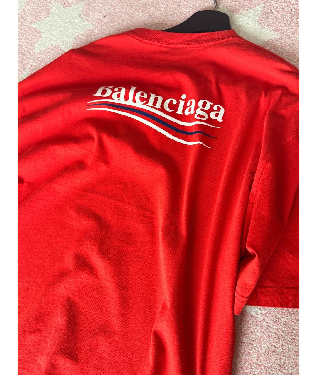 BALENCIAGA Красная хлопко-эластановая футболка, фото 2