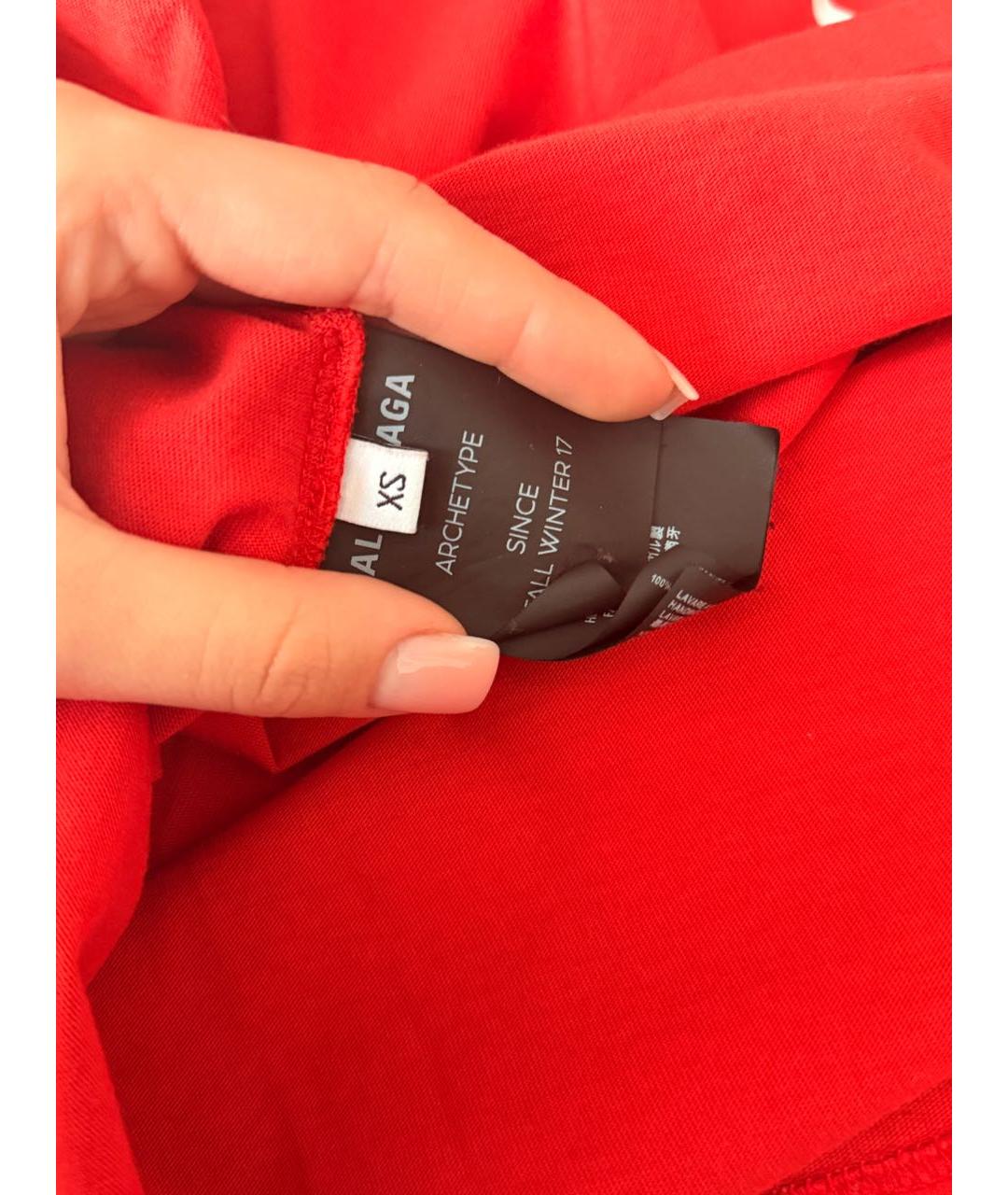 BALENCIAGA Красная хлопко-эластановая футболка, фото 5