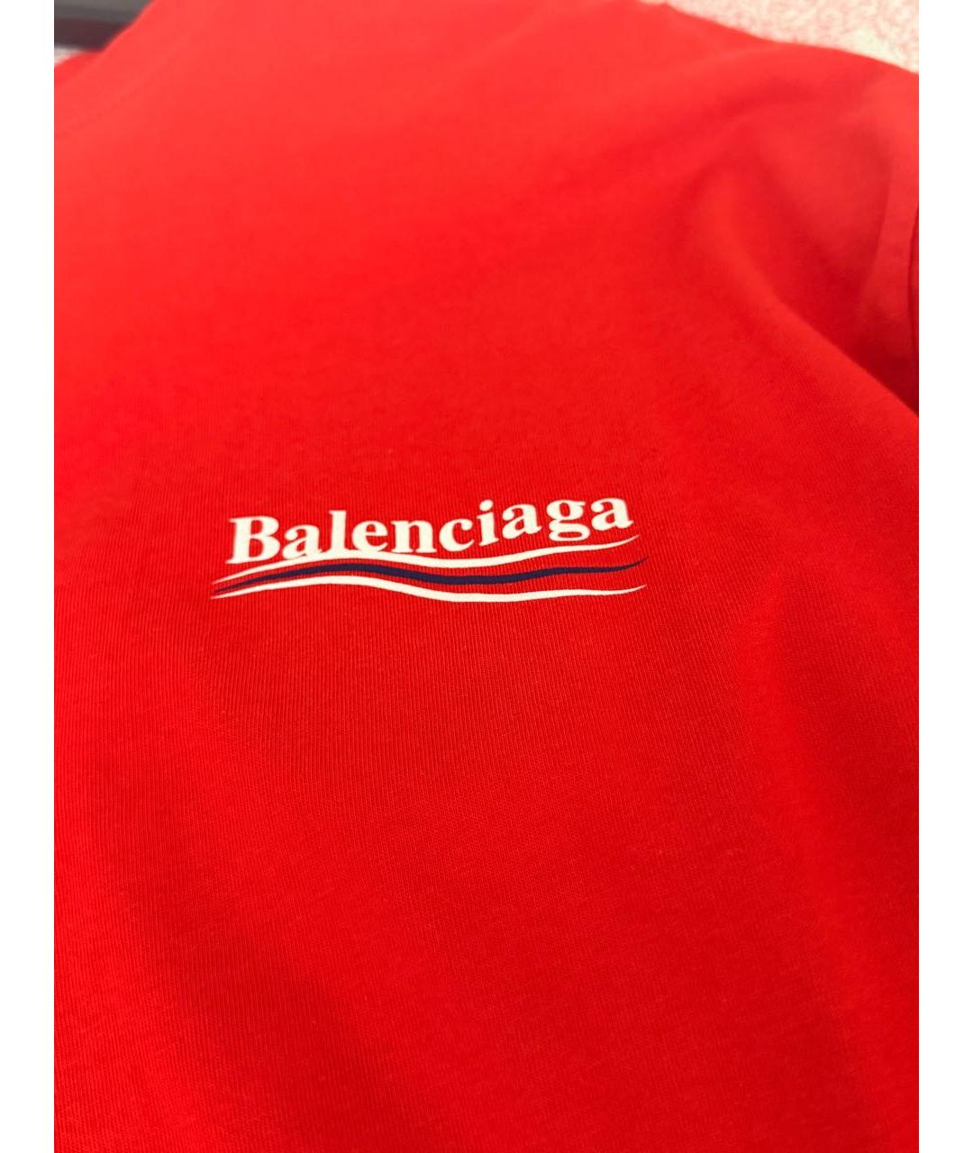 BALENCIAGA Красная хлопко-эластановая футболка, фото 3