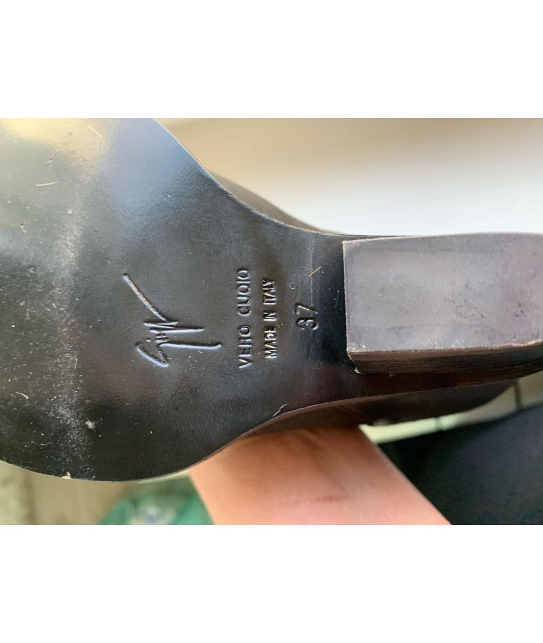 GIUSEPPE ZANOTTI DESIGN Черные кожаные полусапоги, фото 6