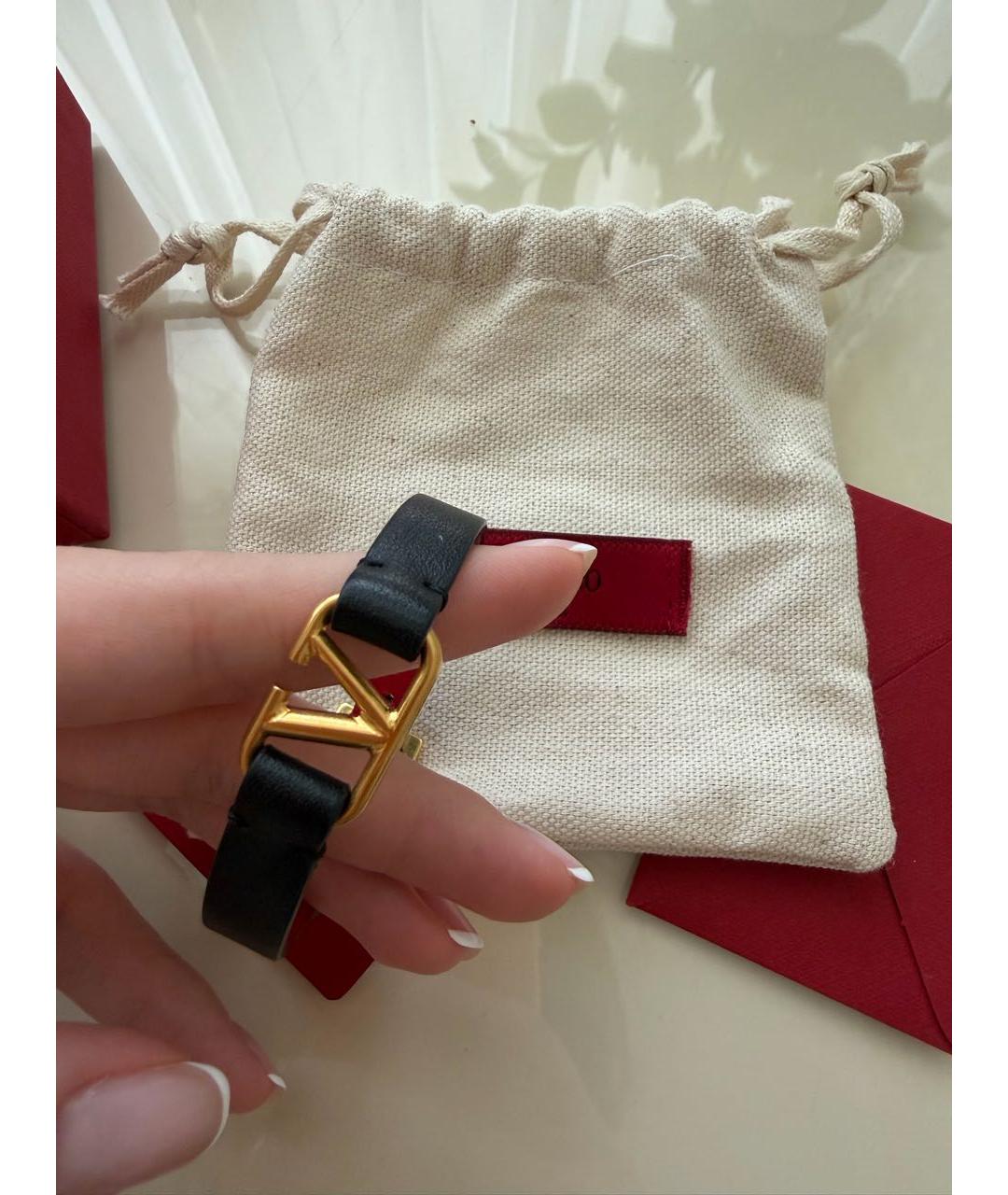 VALENTINO Черный кожаный браслет, фото 2