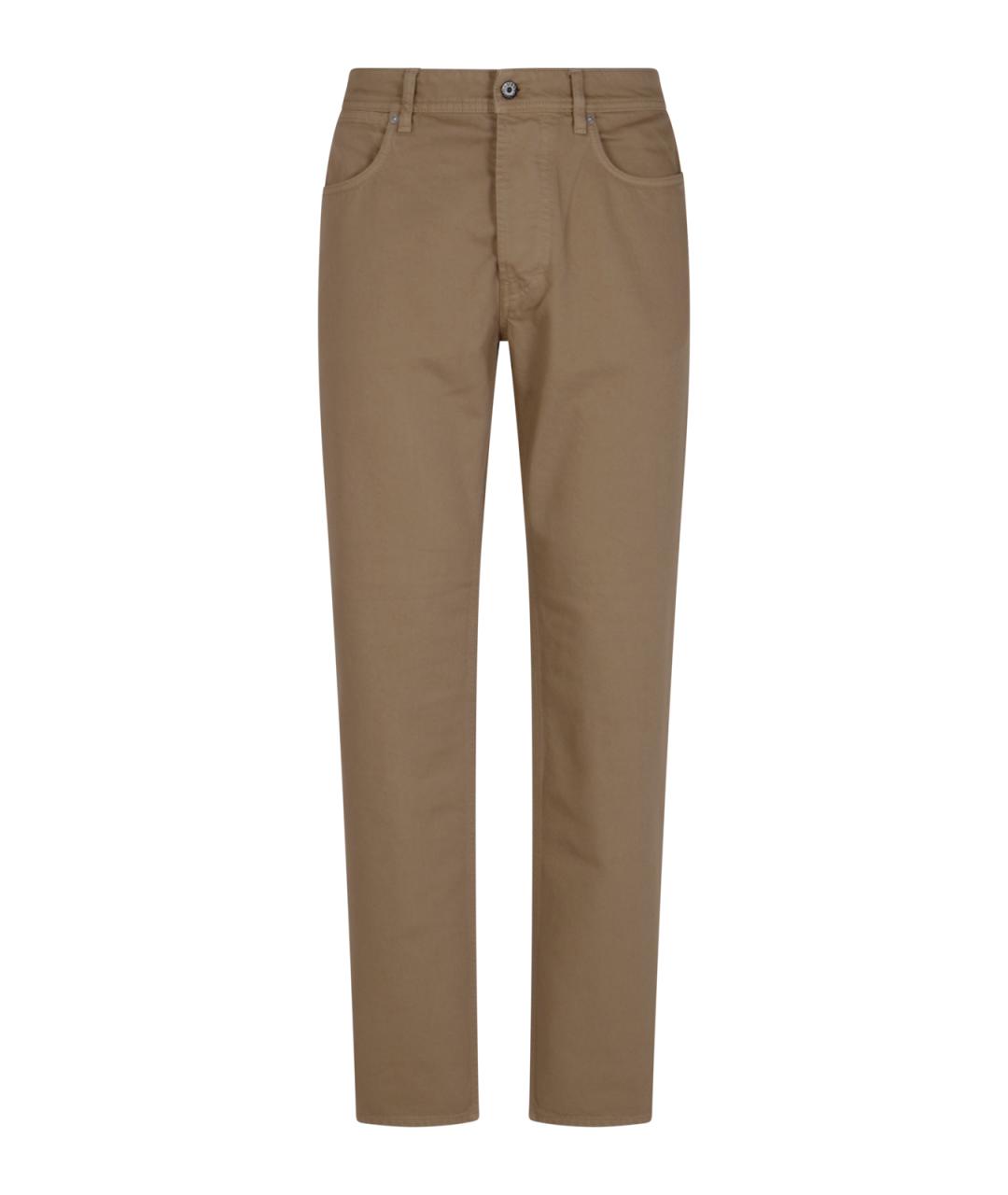 STONE ISLAND Бежевые хлопковые прямые джинсы, фото 1