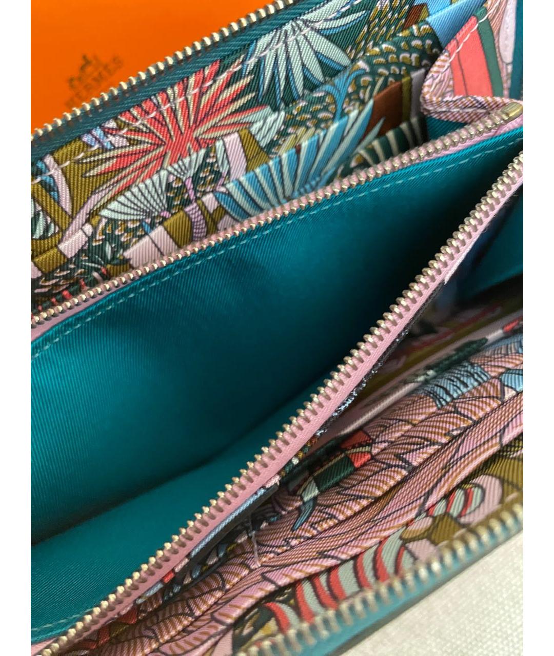 HERMES Бирюзовый кожаный кошелек, фото 6