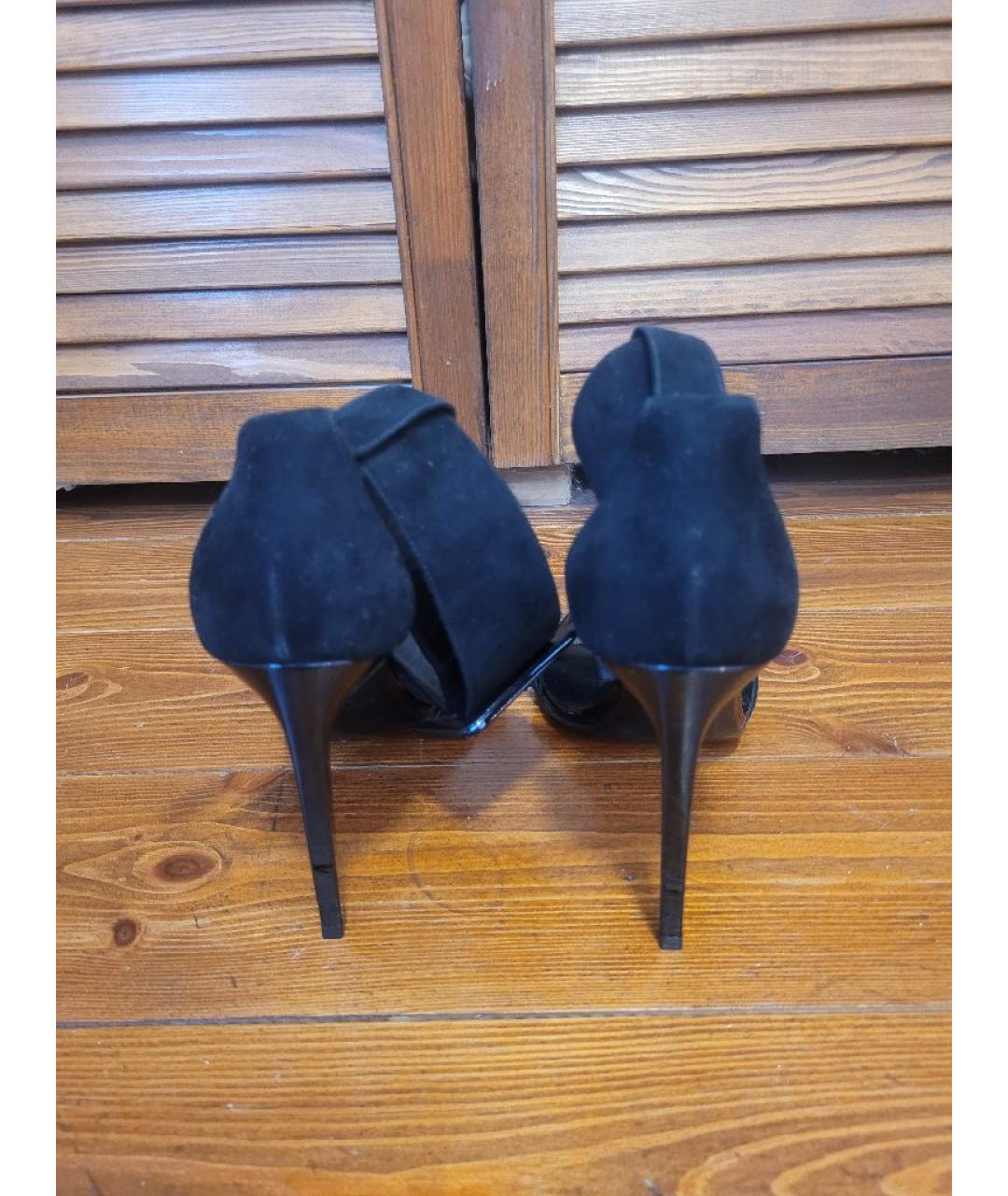 SAINT LAURENT Черные замшевые босоножки, фото 4