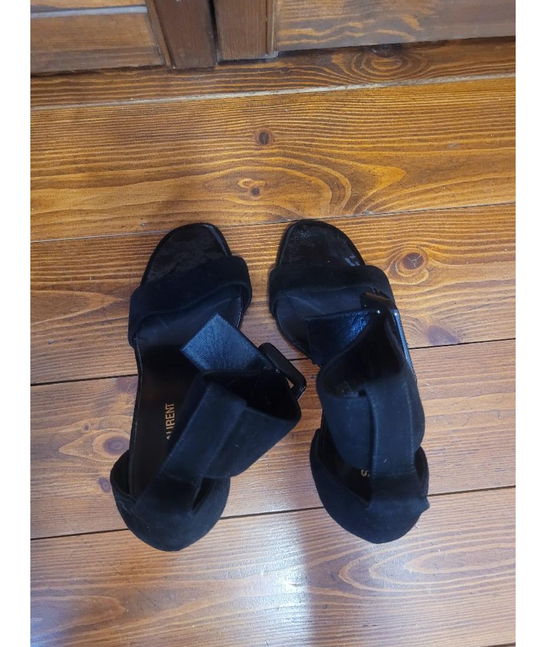 SAINT LAURENT Черные замшевые босоножки, фото 3