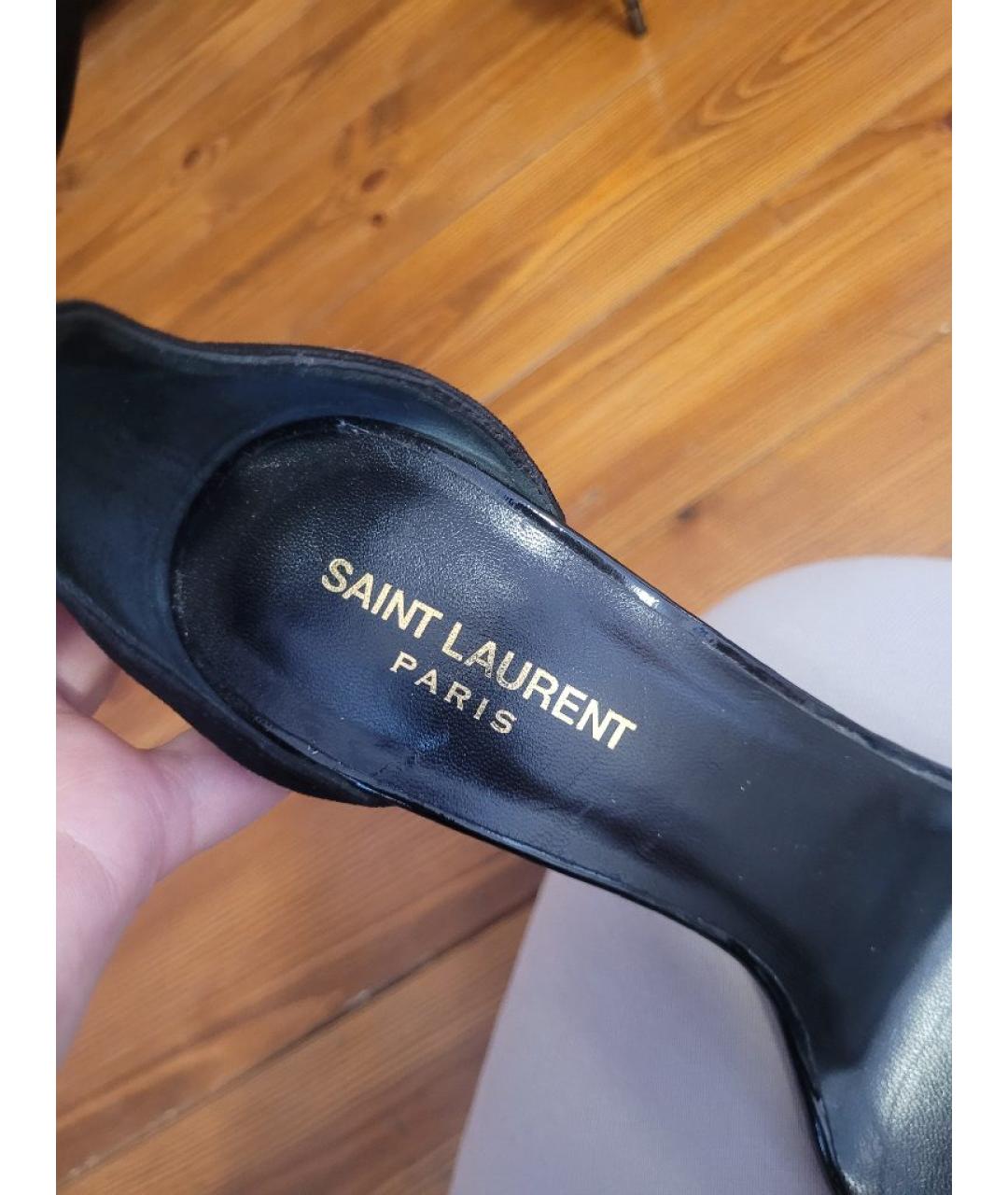 SAINT LAURENT Черные замшевые босоножки, фото 5