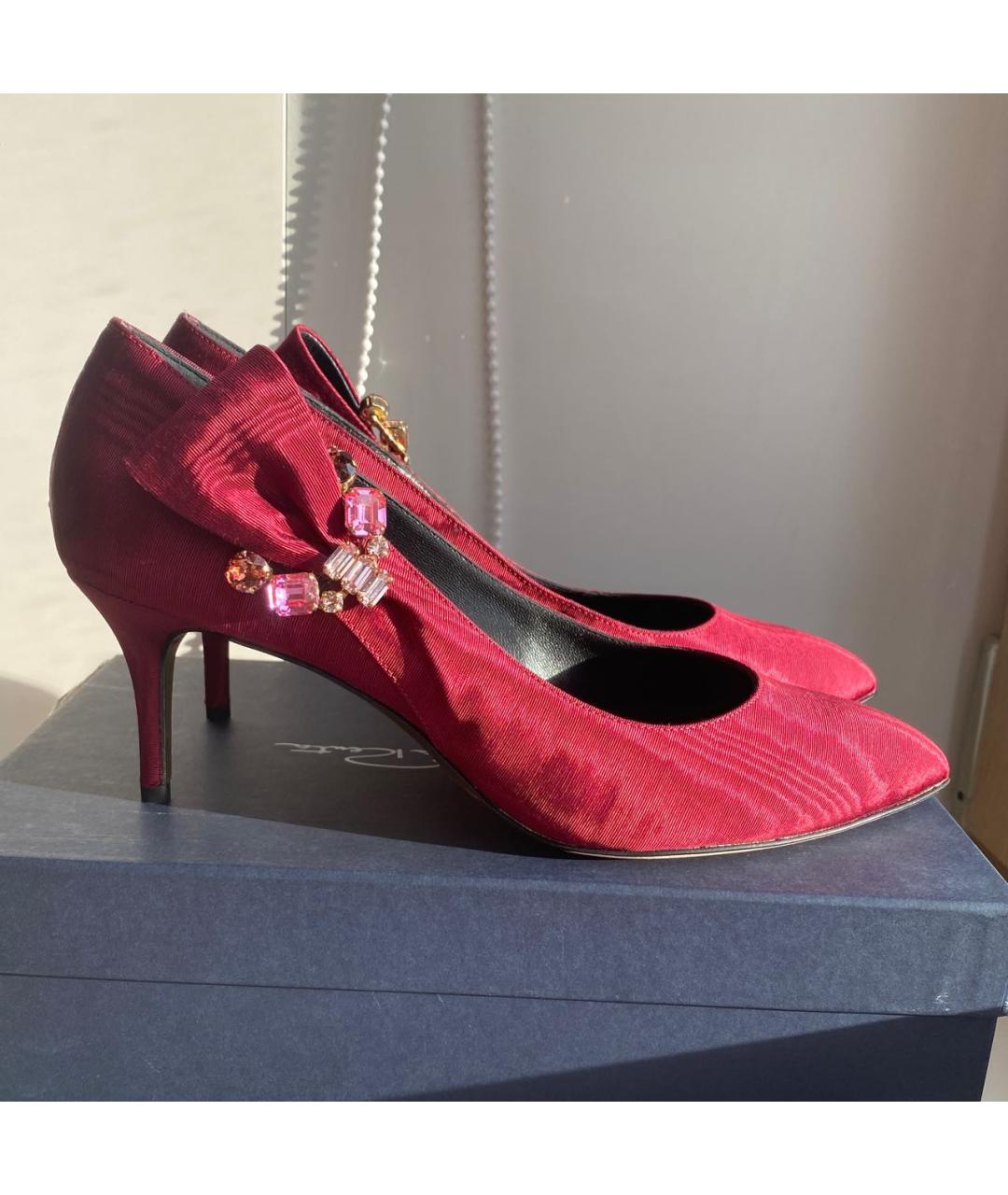OSCAR DE LA RENTA Красные текстильные лодочки на низком каблуке, фото 7